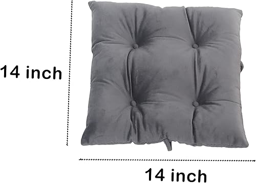 Miniatura 4 de Augld Paquete de 2 cojines cuadrados para taburete de bar pequeños con lazos cuadrados de 14 x 14 x 2 pulgadas, color gris