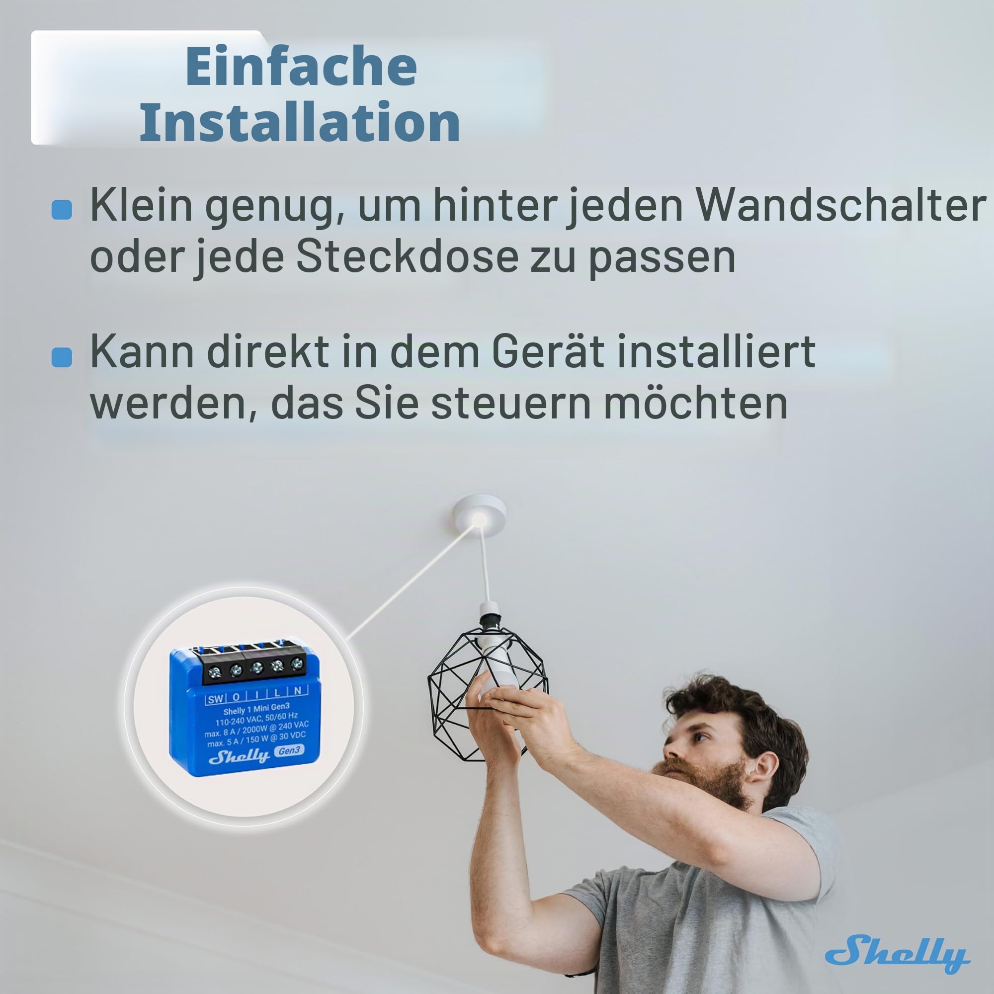 Shelly Plus 2PM | Wlan & Bluetooth 2 Kanäle Smart Relais Schalter mit Leistungsmessung & 1 Mini Gen 3 | WiFi & Bluetooth Smart Switch Relais 1 Kanal 8A