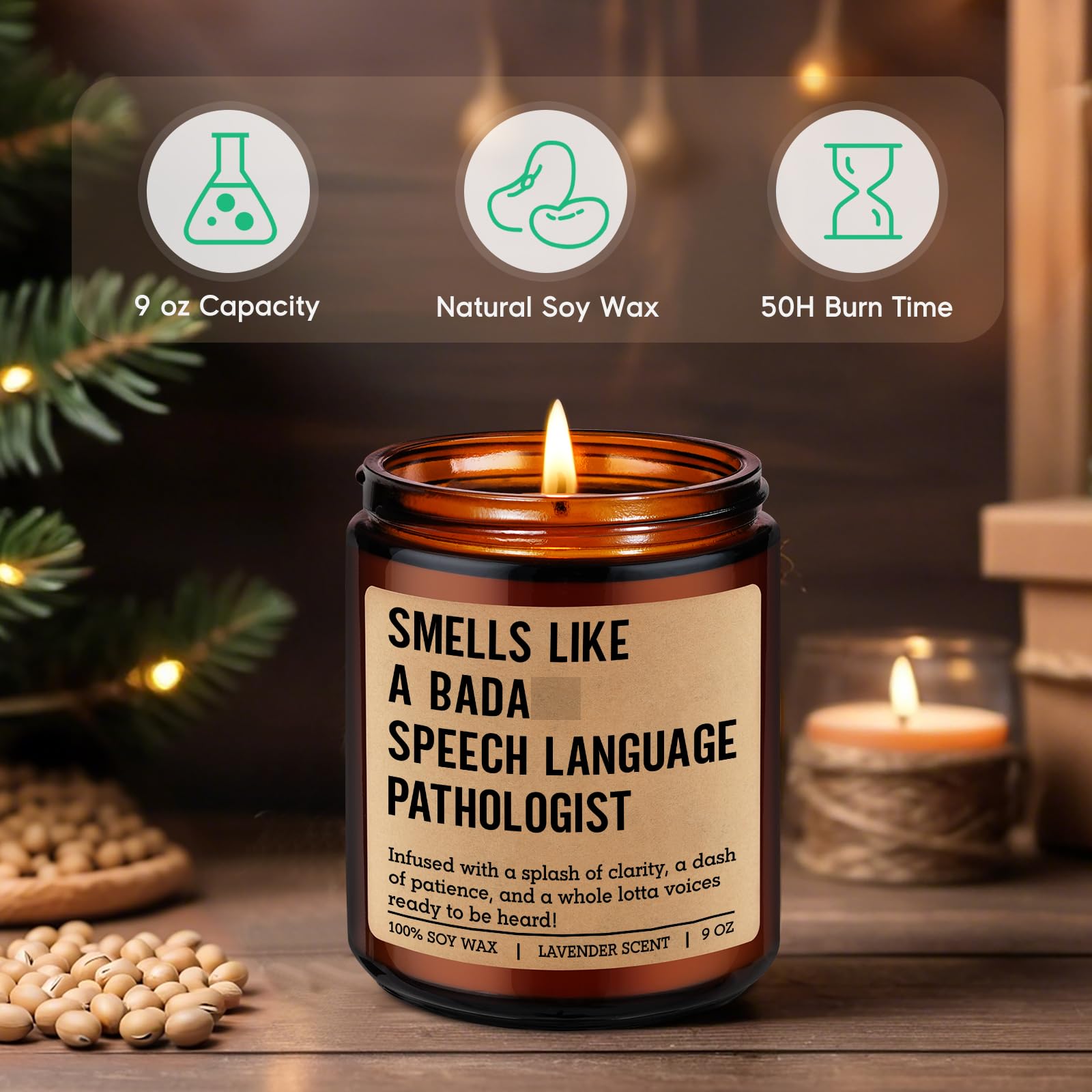 GSPY Candle, Speech Language Pathologist Gifts, SLP Gifts - Therapy Appreciation Present for Speech Therapist, Pathologist, Teacher - Mothers Day, Birthday, Graduation Ideas for SLP Student, Women
