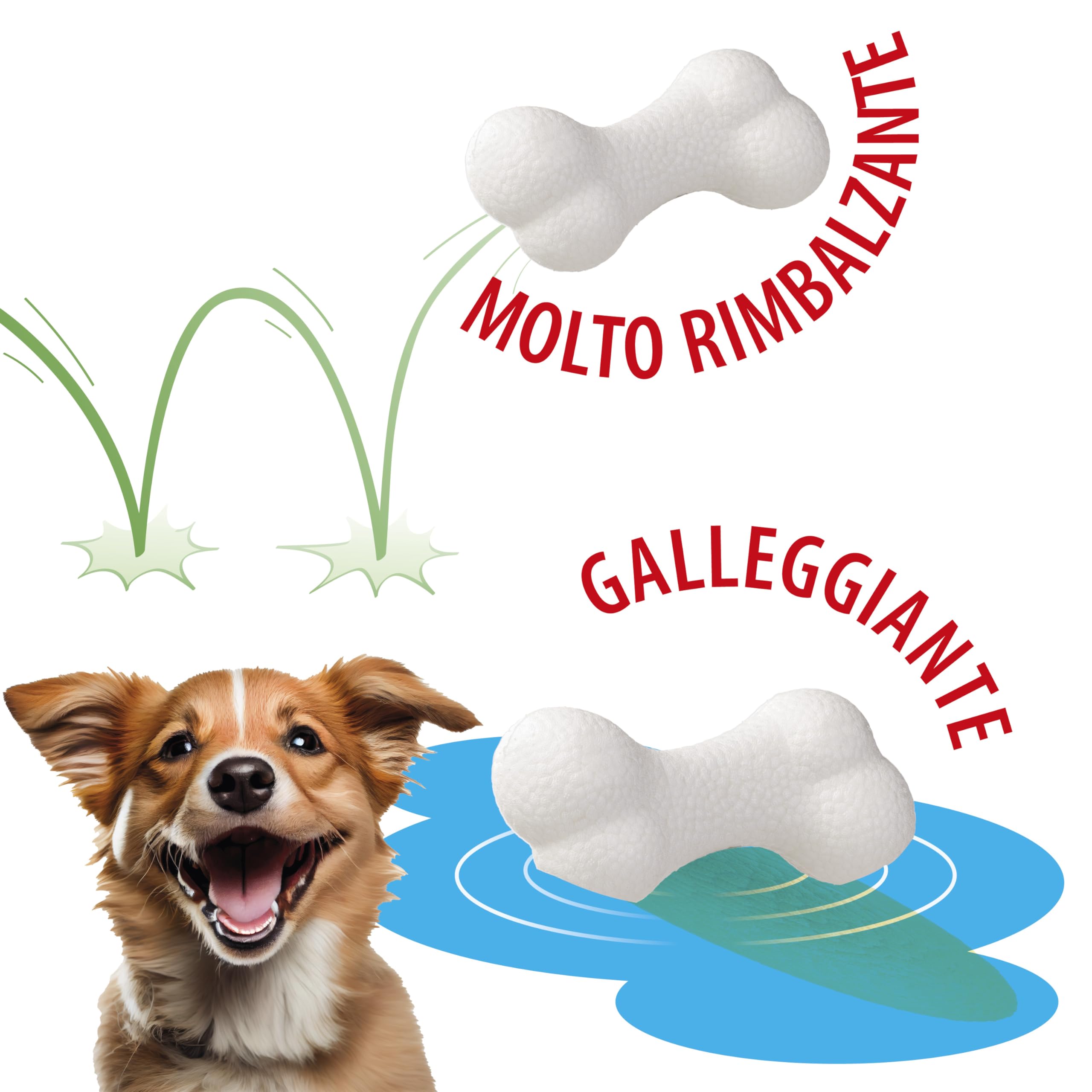 Ferplast Gioco Cane, Osso per Cani, in Materiale Durevole, Atossico, Resistente ai Morsi, per Igiene Dentale del Cane, Rimbalza e Galleggia, CHEWA BOING Osso, Giochi per Cane Grande, Bianco