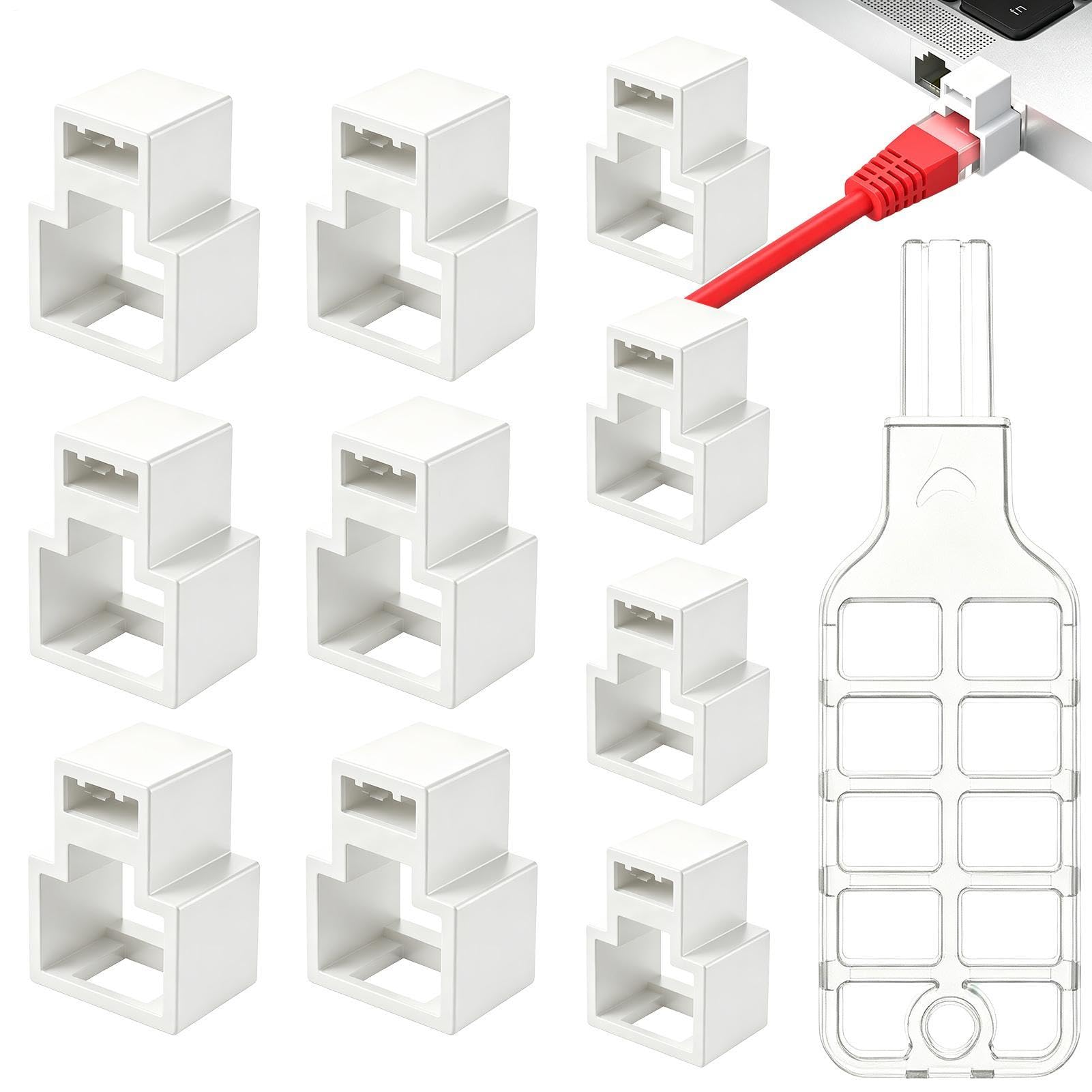 Bloqueo de cable de red RJ45 con cubierta protectora contra el polvo y 1 llave para ordenador 8