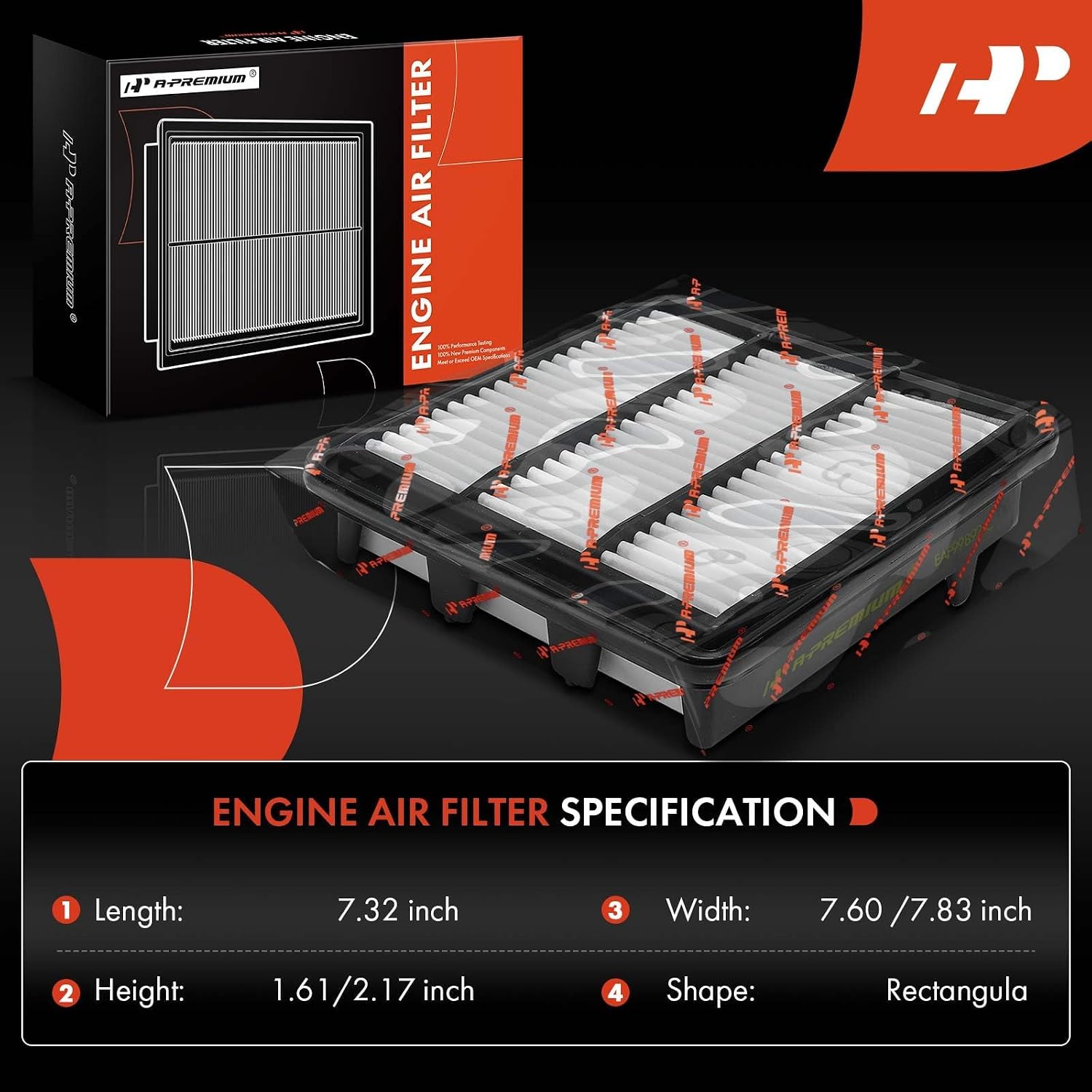 A-Premium Engine Air Filter Compatible with Honda CR-V CRV 2023, Civic 2022-2023, Accord 2023 & Acura Integra 2023-2024, 1.5L, Replace# 1722064AA00