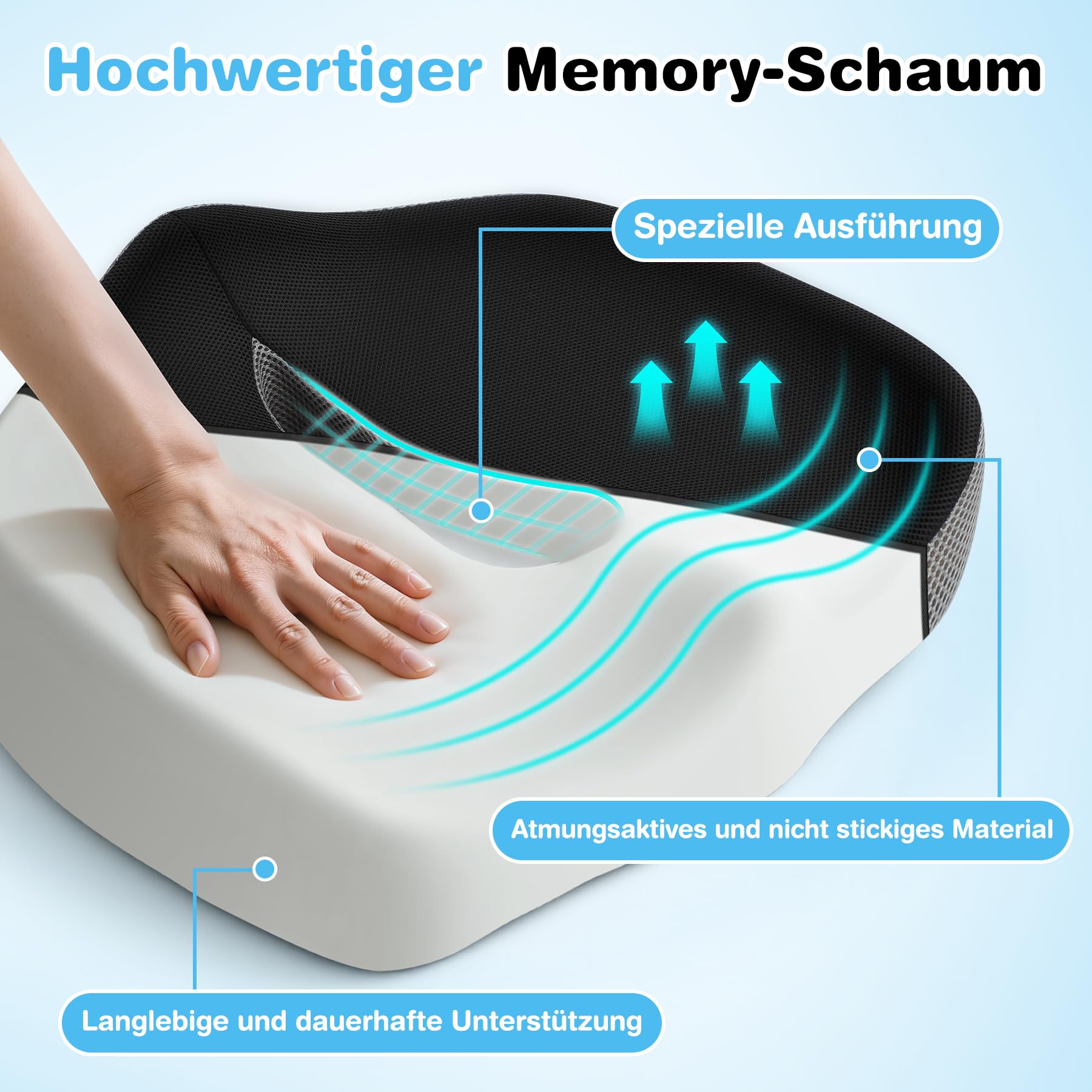POOTACK Sitzkissen - Sitzkissen Bürostuhl & Auto für Sitzkomfort, Memory-Schaum mit Loch & U-förmigem Design für Bürostuhl, Auto, Reif