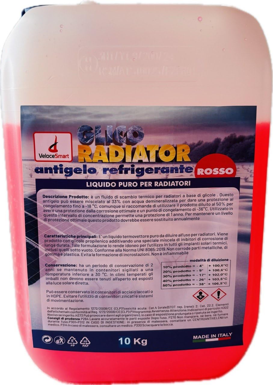 Generico Liquido antigelo radiatore Puro Glicoradiator 10 kg Rosso -38°C/ 106°C Velocesmart