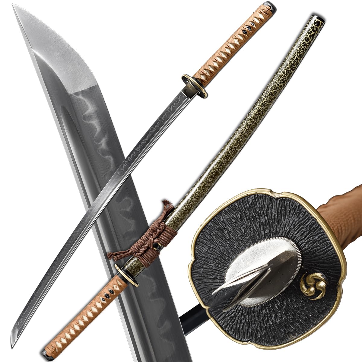 Handmade Katana Sword T10 Steel Clay Tempered Razor Sharp Full Tang Samurai Sword
