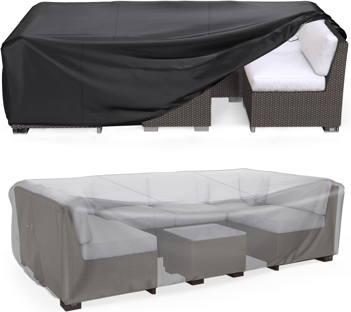 Patio Furniture Set Cover Waterproof, Mrrihand Outdoor Sectional Sofa Set Cover Heavy Duty 600D Table and Chair Set Cover 124" L× 70.8" W× 29.1" H