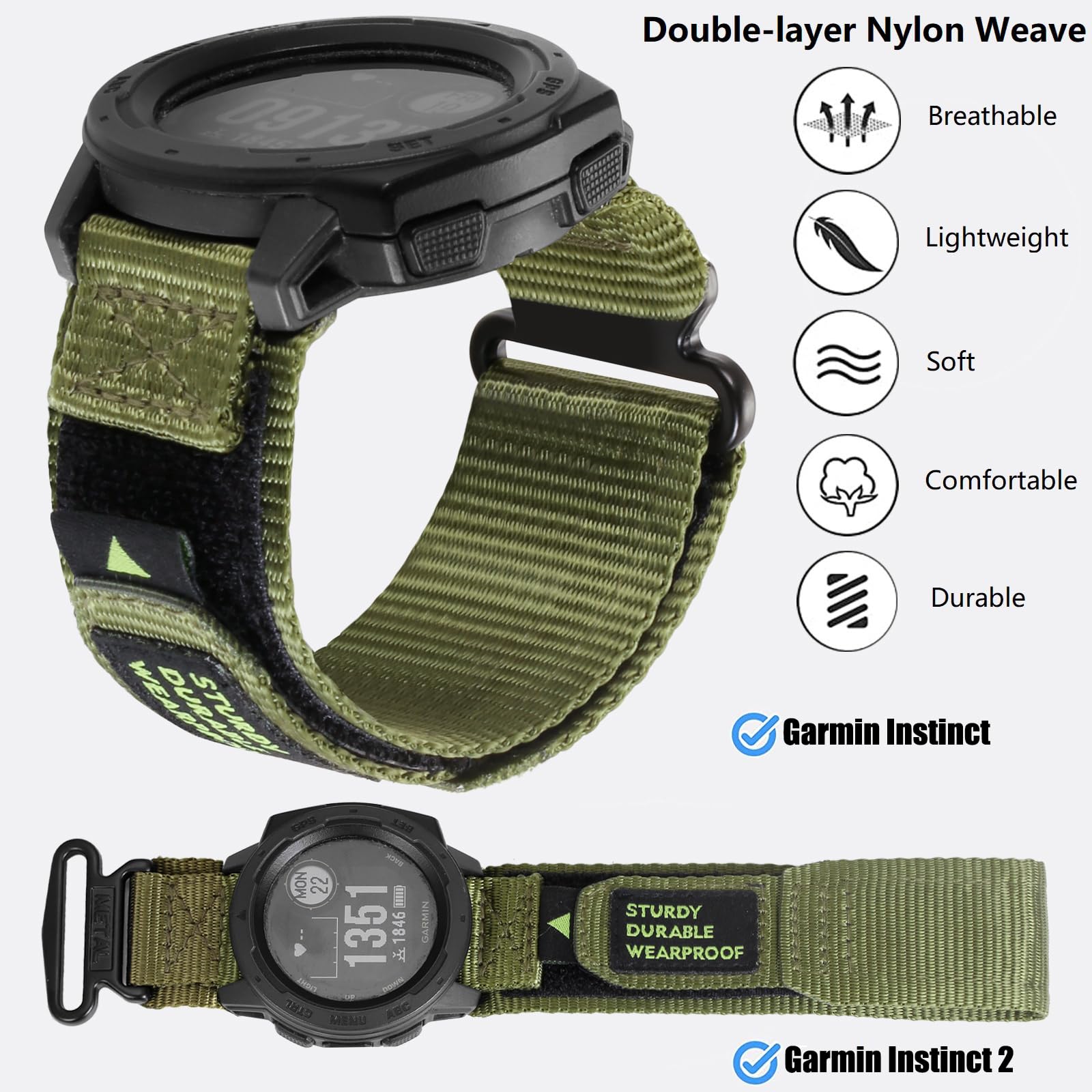 Rugged Watch Strap for Garmin Instinct/Instinct 2 Solar/Instinct3 45mm - Image 2