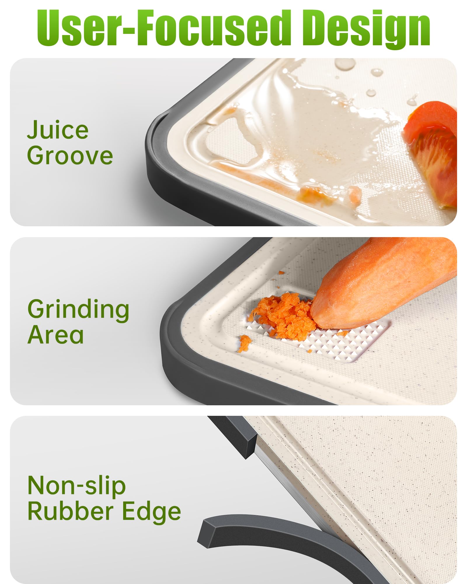 Titanium Cutting Boards for Kitchen, Non Toxic 2-in-1 Cutting Board, Chopping Boards for Meat Vegetable, Easy to Clean Large Size 16”×11”