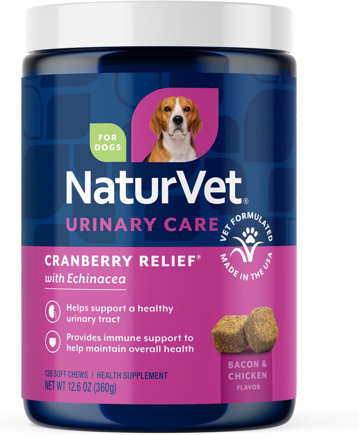 NaturVet – Cranberry Relief Plus Echinacea – Helps Support a Healthy Urinary Tract & Immune System – 120 Soft Chews