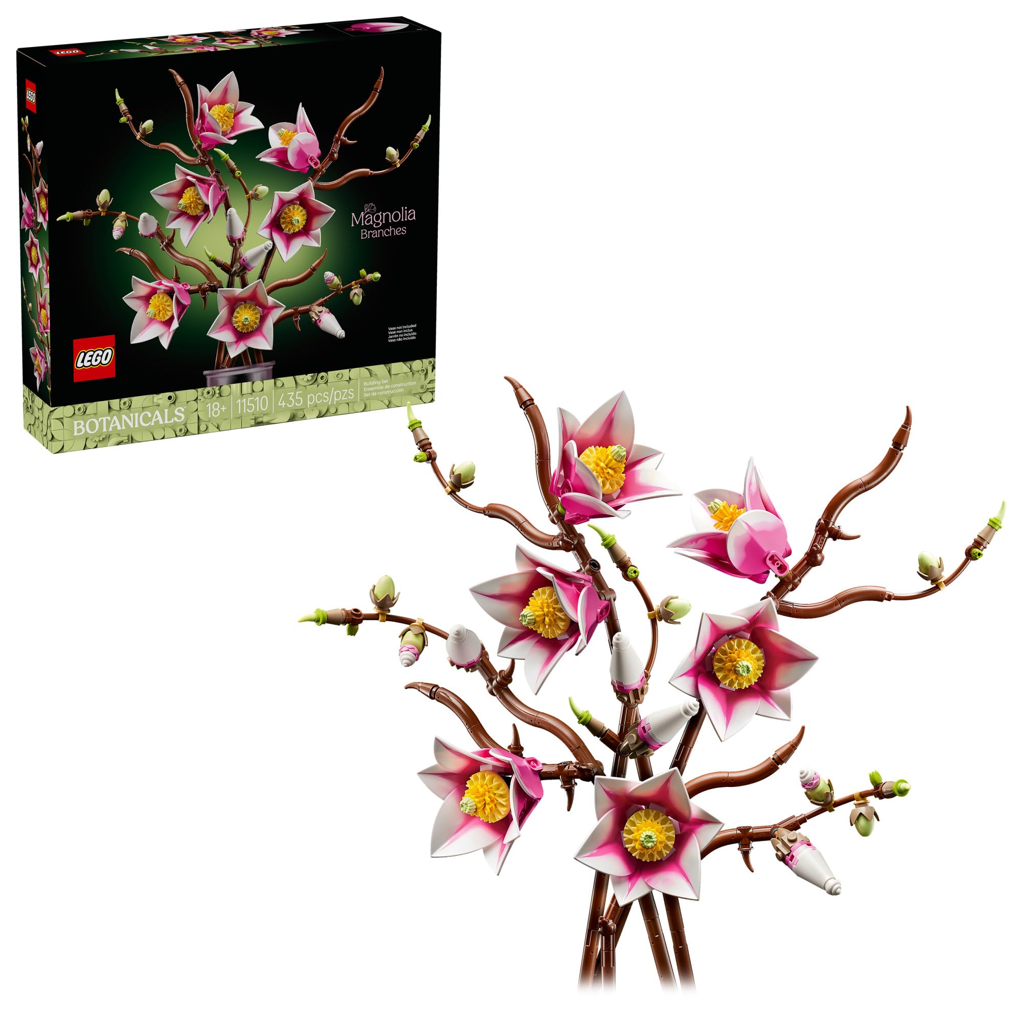 LEGO Botanicals Magnolia Branches Building Set for Adults, Ages 18+ - Gift for Birthdays - Artificial Flowers for Home Office, Bedroom or Desk Decor -