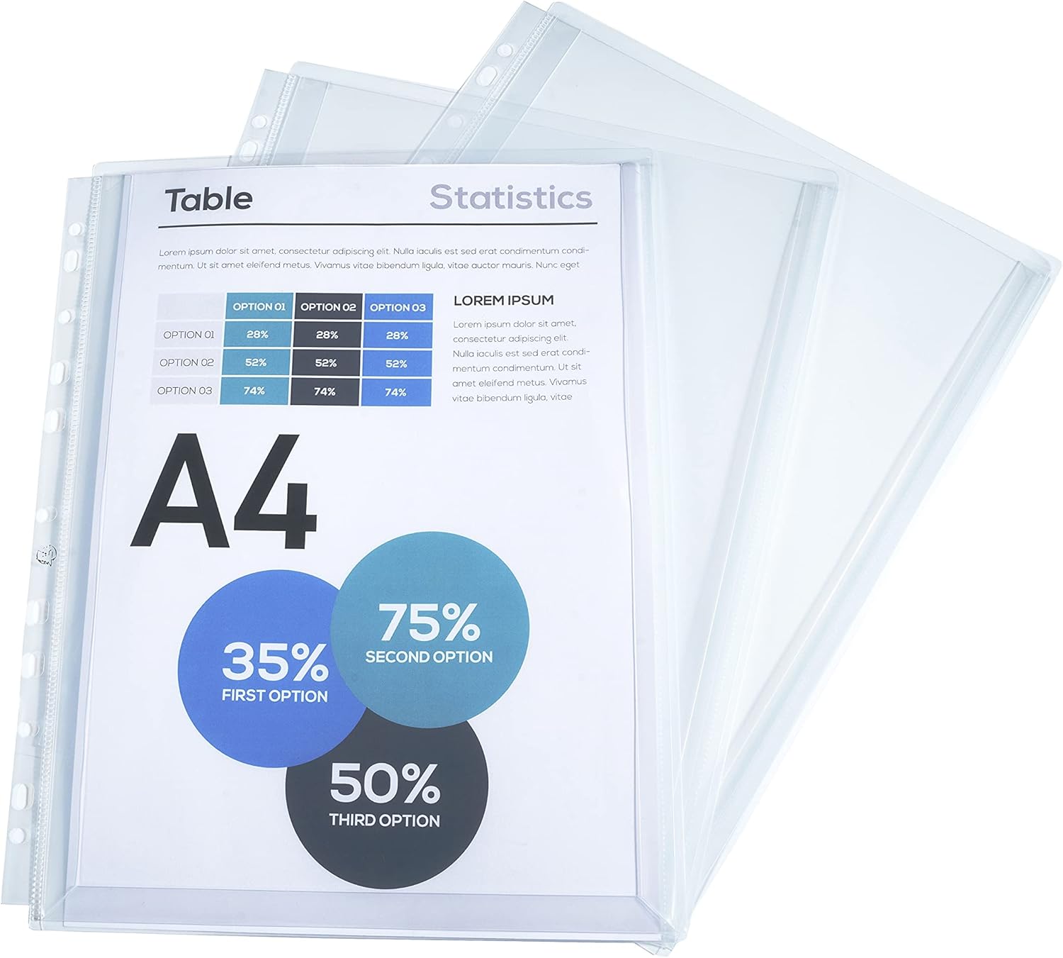 Exacompta Ref - 5507E PP Expanding Punched Pockets, Made from 200 Micron Polypropylene, A4 Size with a 25 mm Gusset and Flap, Pack of 10 Punched Pockets