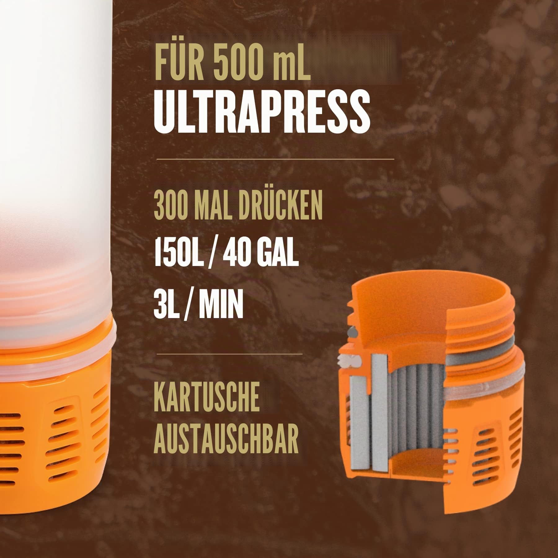 GRAYL UltraPress Ersatzfilterkartusche (Orange)