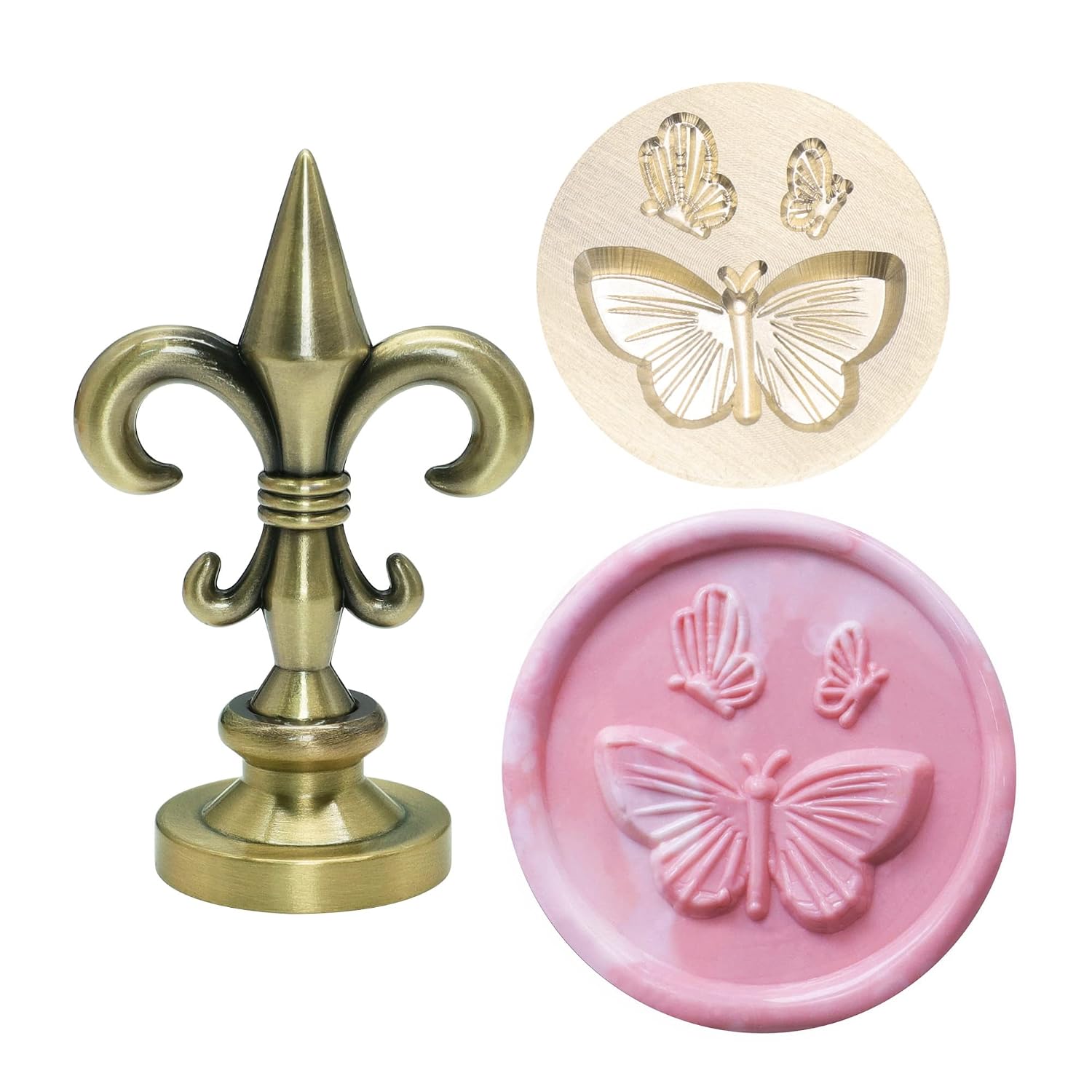 SWANGSA 3D Heart Wax Seal Stamp, Vintage Electroplated Bronze Flower Handle Sealing Stamp for Wedding Party Invitations Gift Idea Decoration
