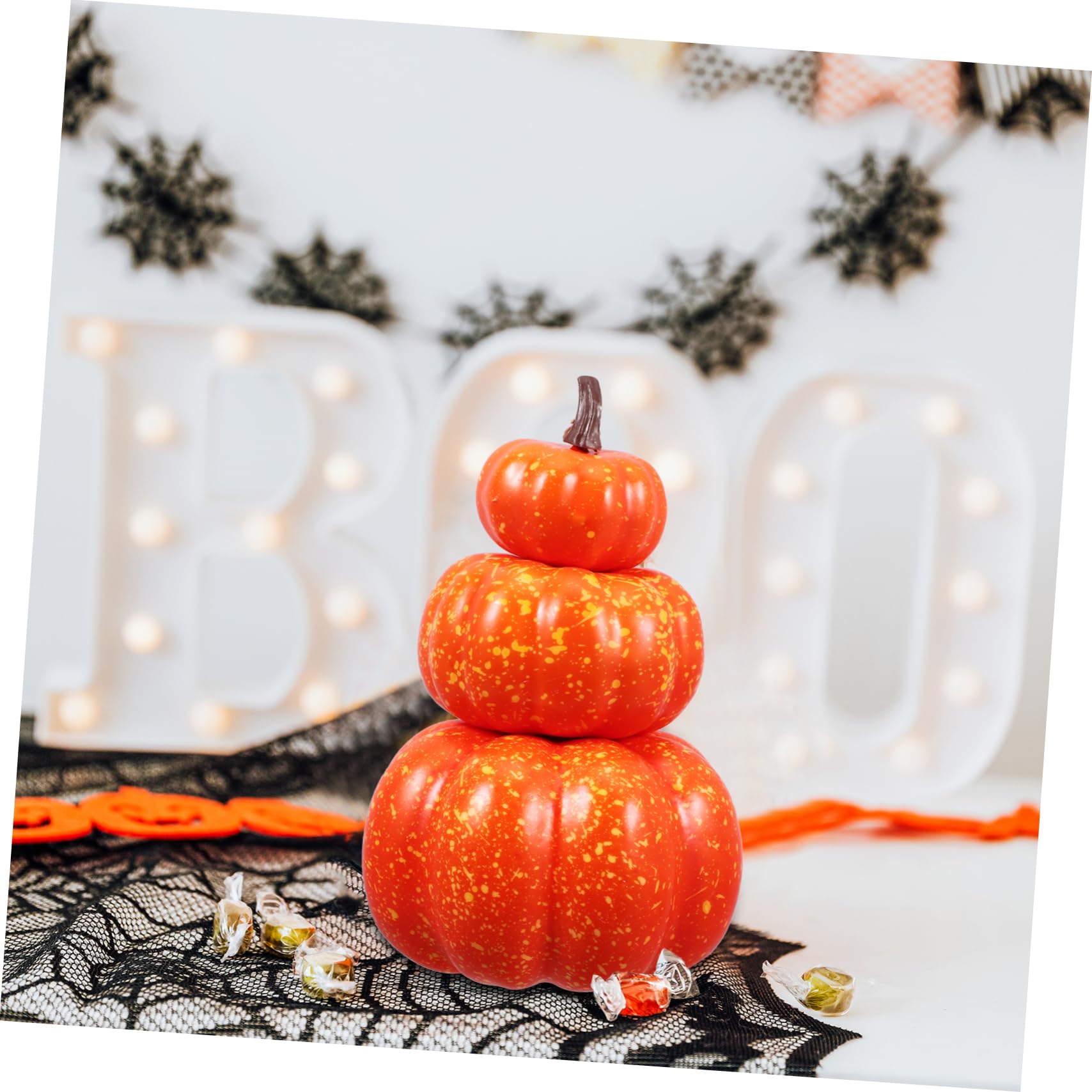 Cabilock 4stücke Künstlicher Kürbis Dekorationsmodell Für Halloween Und Erntedankfest Stapelbare Schaumstoff-kürbisse Für Kreative Tischdekoration Und Kinderfreundliches Lernen
