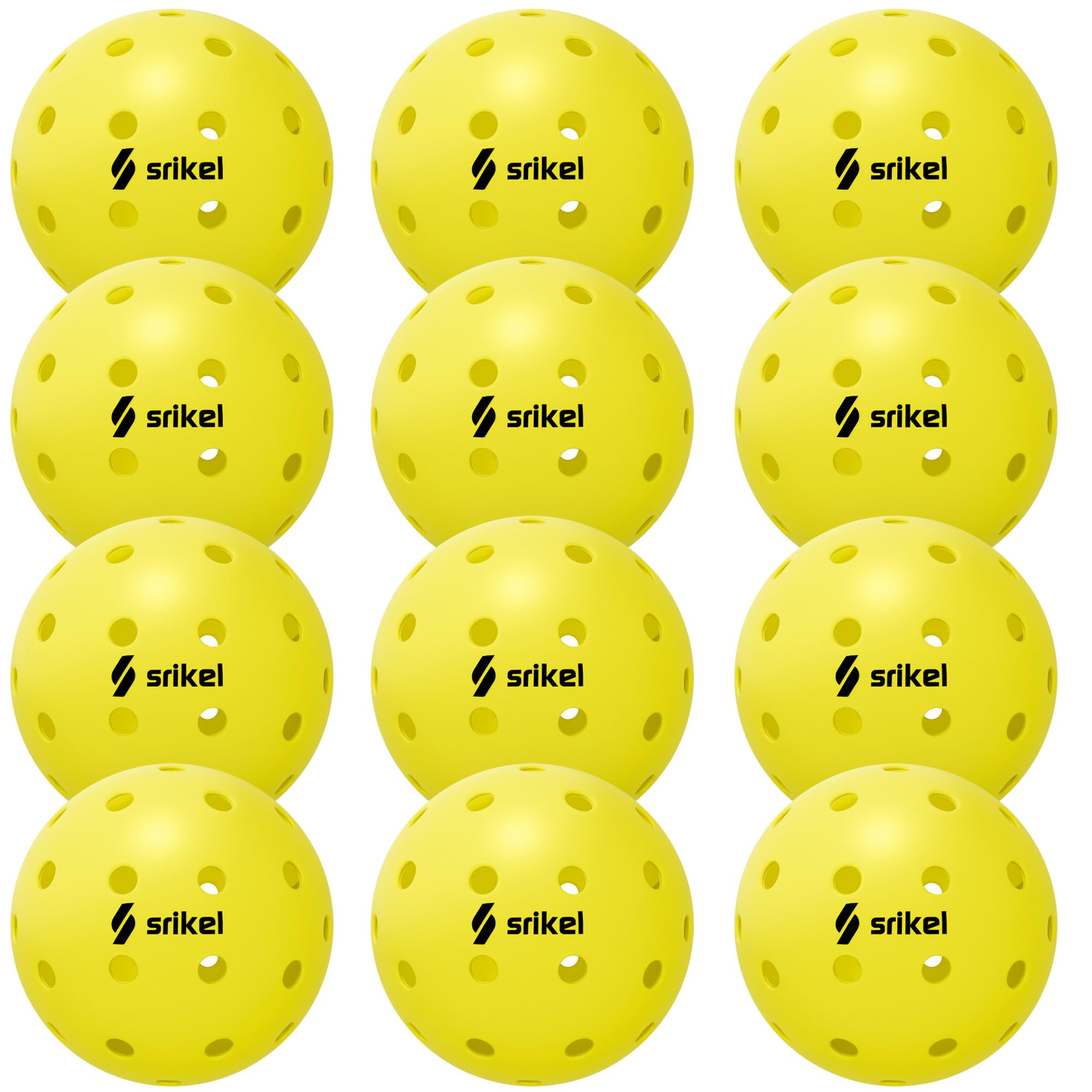 Srikel Outdoor Pickleballs - USAPA Approved Pickleball Balls, Seamless Roto-Molded Design for Durability, 4 Pack / 12 Pack, Crack-Resistant 40-Hole