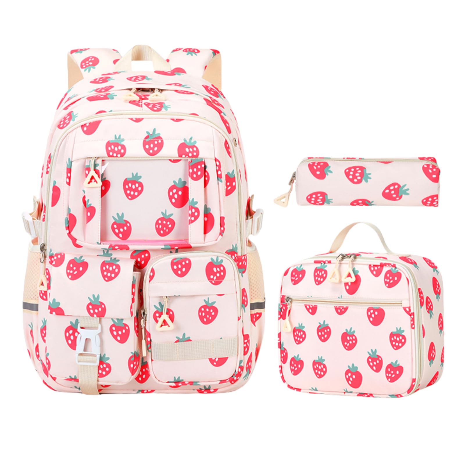 VIDOSCLA Zaino per bambini per ragazze studenti elementari Bookbag scuola borsa per bambini, A84# Fragola Bianca, L
