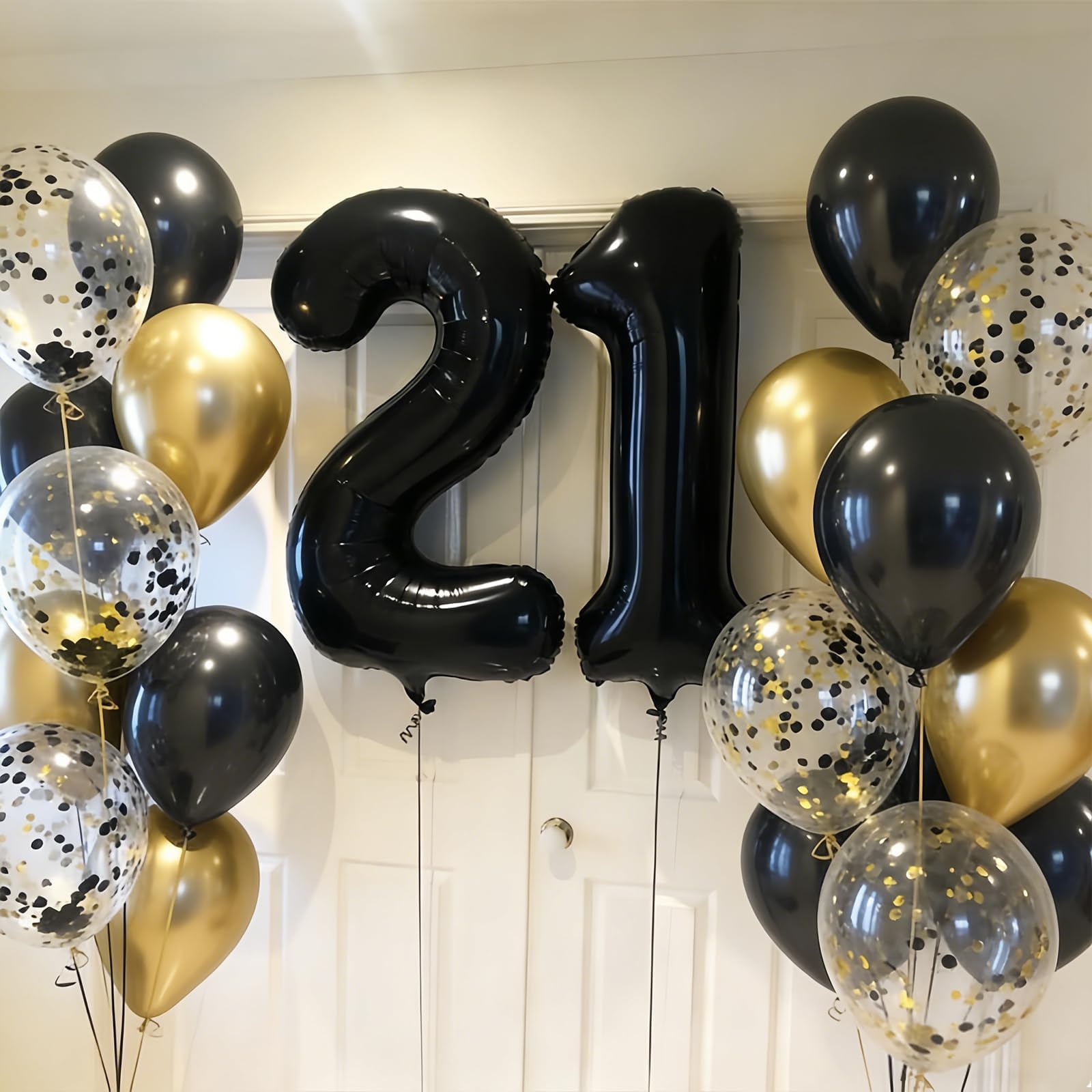 Palloncini coriandoli neri e oro da 30,5 cm, in lattice, 50 pezzi, per matrimoni, lauree, feste di compleanno, decorazioni