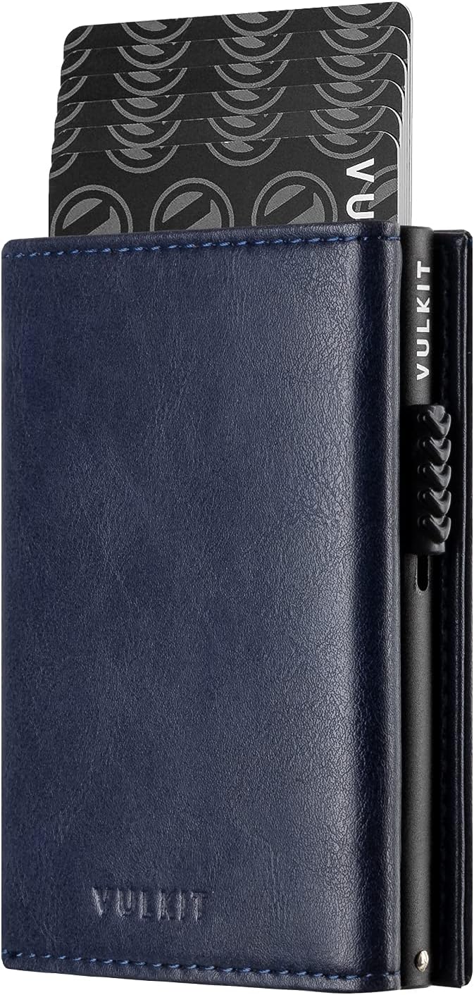 Card Holder Wallet with Coin Pocket Magnetic Closure Pop Up Cards With ID Window Leather Wallet for Cash & Credit Cards