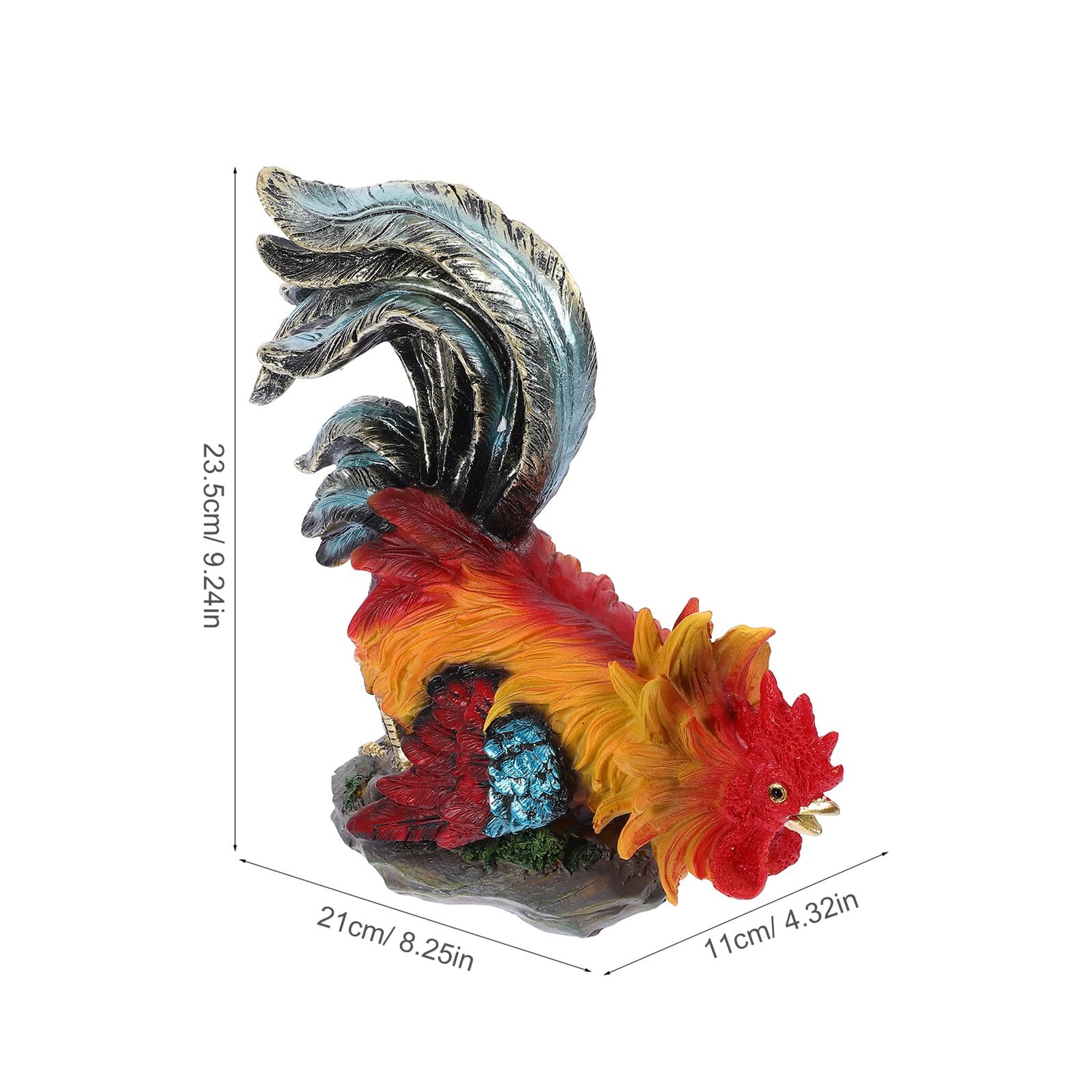 DOITOOL Realistische Hahn Figur aus Resin Wetterfest Gartendeko für Garten Terrasse Rasen Detailreiche Bauernhof Tier Skulptur als Geschenk für Gartenliebhaber Bunte Outdoor Dekoration