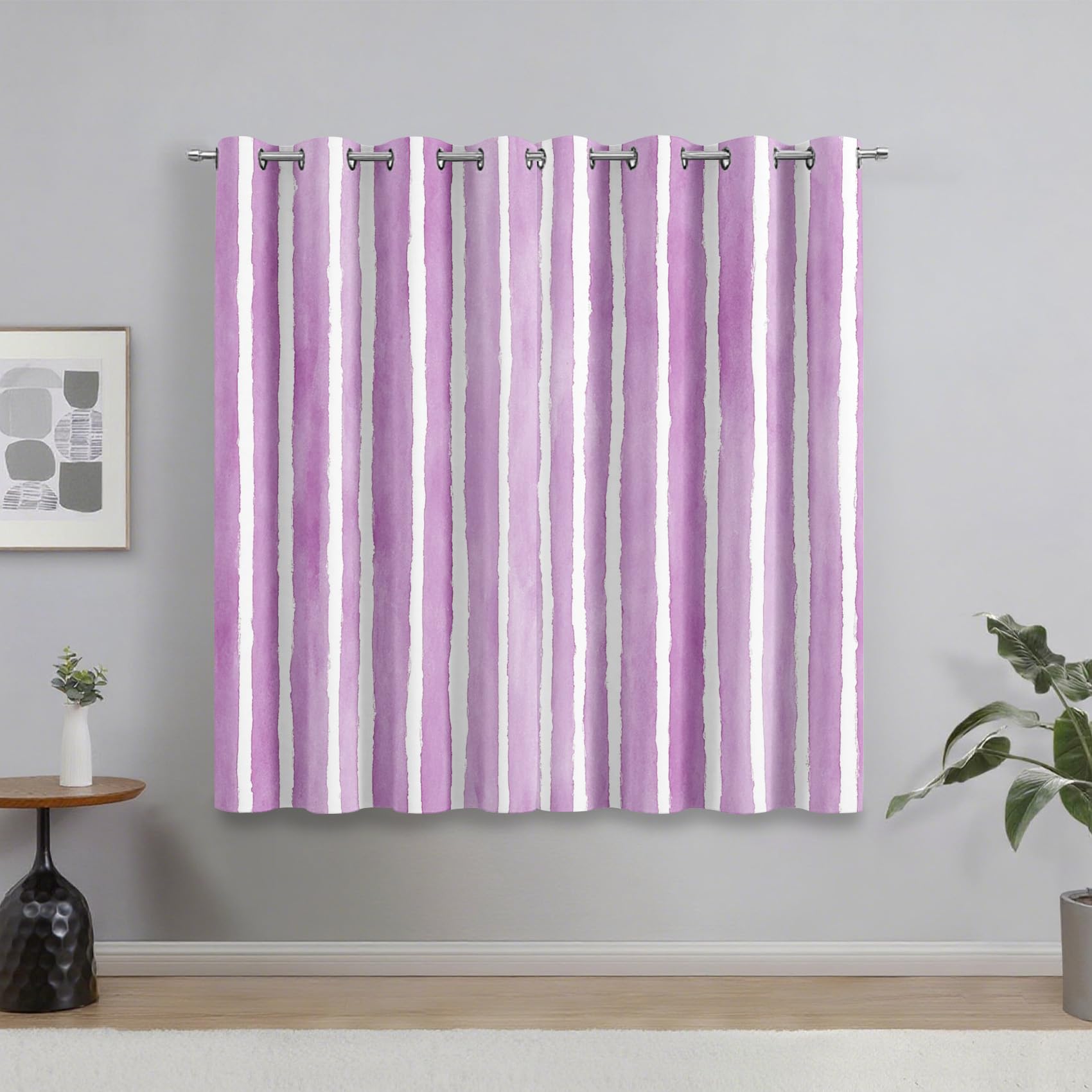 Rideaux rayures violet filles salon pour décorer une chambre