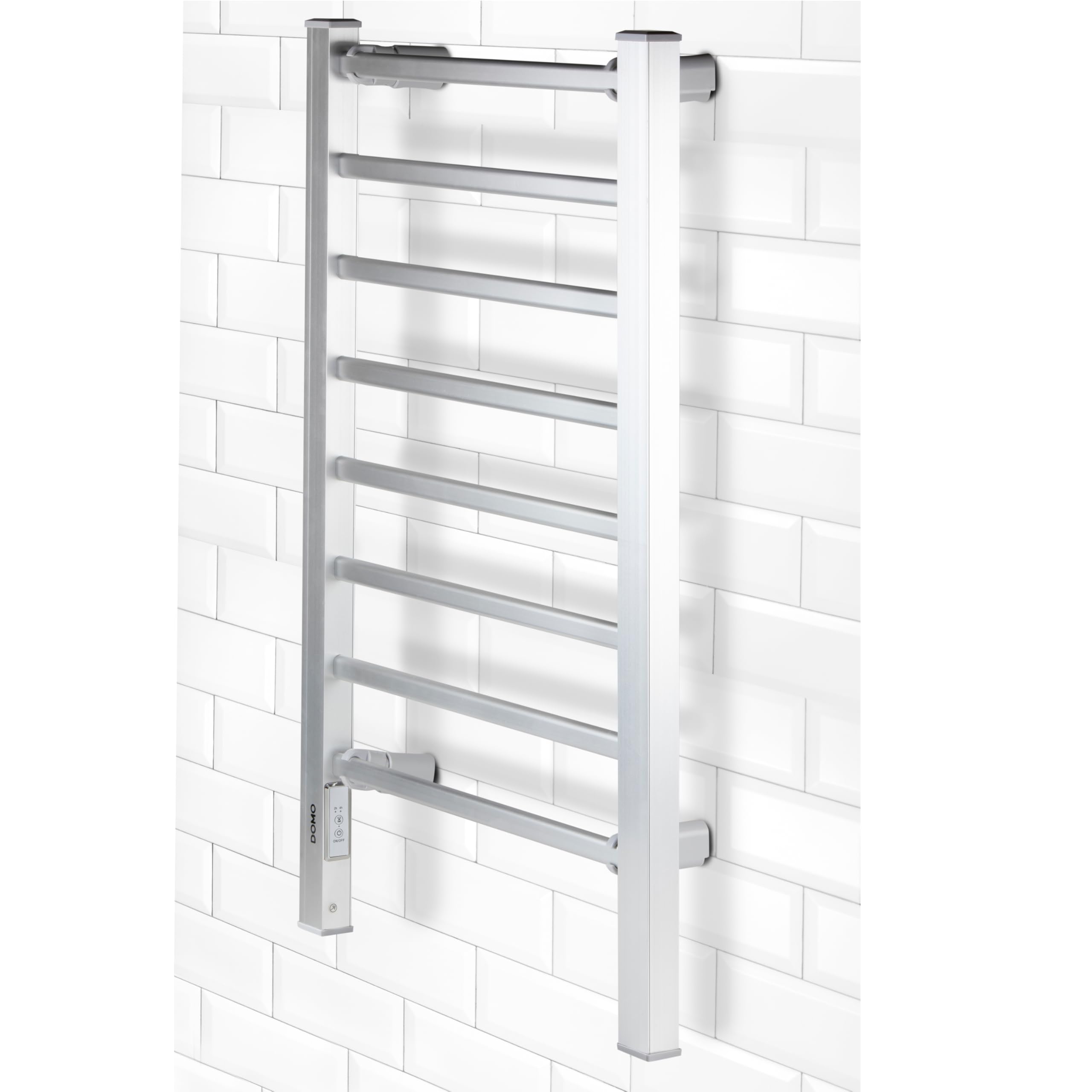 DOMO DO7117DR Elektrischer Wäscheständer - Mit Zeitschaltuhr - 4X schneller als EIN traditionelles Trockengestell - Inklusive Wandbefestigung - 8 beheizte Rohre aus Aluminium - 150W