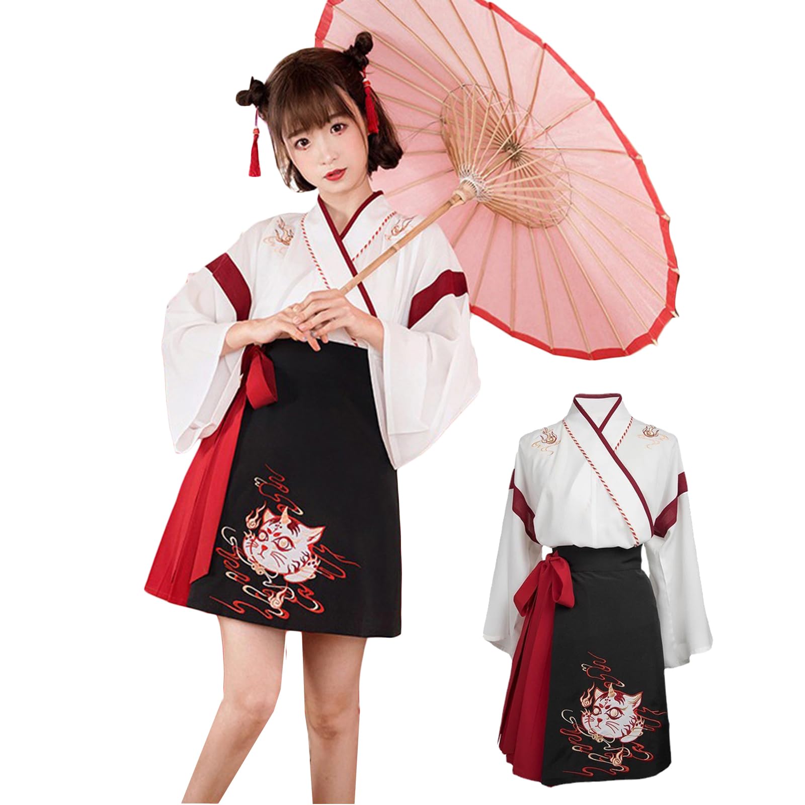 Amazon.co.jp: [Mominks] 巫女服 コスプレ ミニ ロング袴 大正ロマン