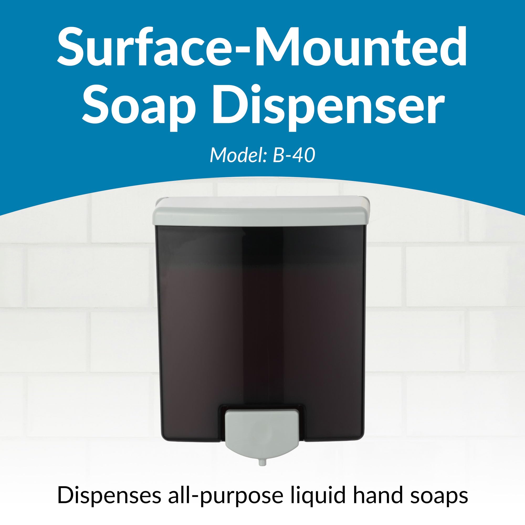 ClassicSeries Surface-Mounted Soap Dispenser, 40-oz, Black/Gray, Sold as 1 Each