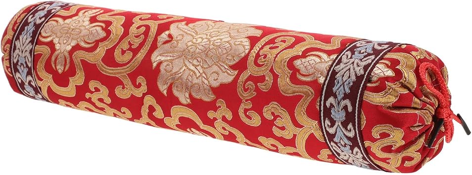 Small round Chinese Neck Pillow Cover for Bed and Home Red