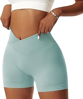 Vertvie Women's Workout Gym Shorts Booty V Cross Spandex Yoga Biker Shorts Scrunch Butt High Waisted Athletic Leggings