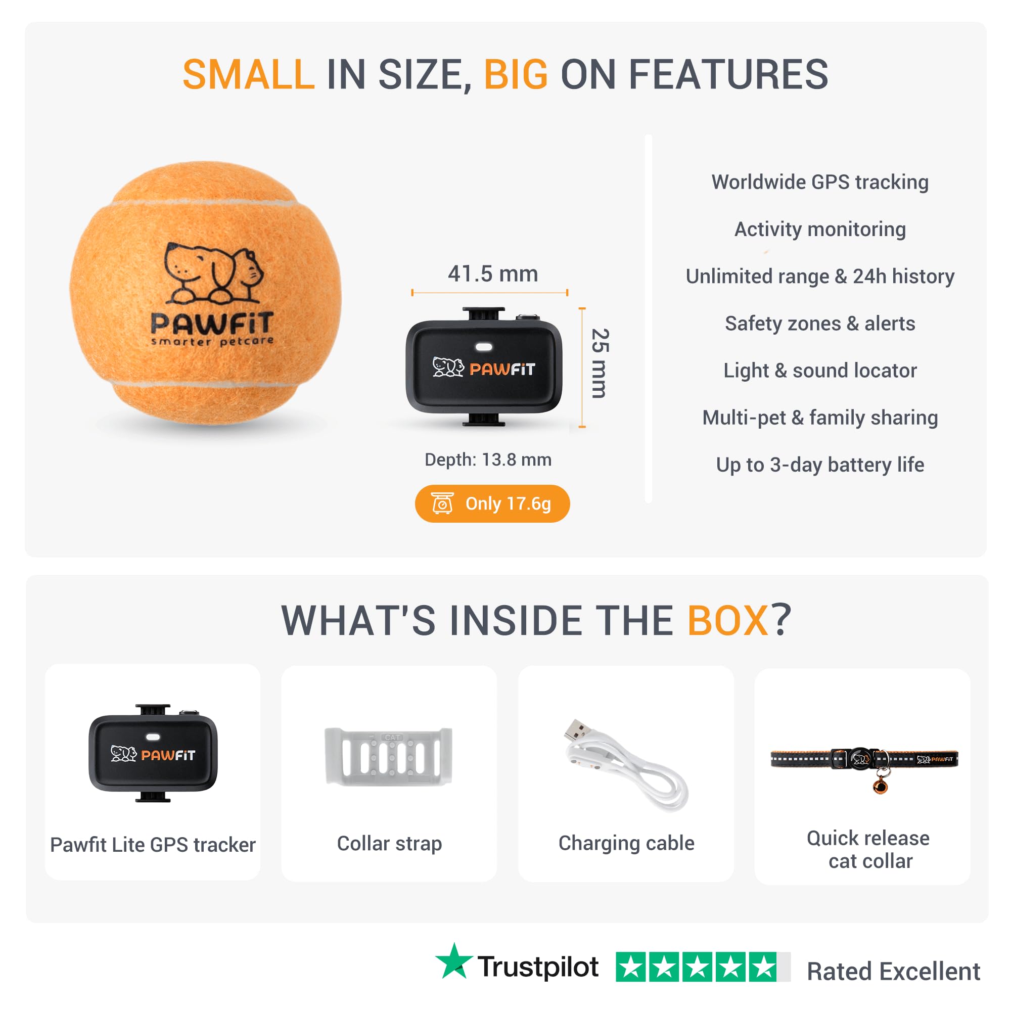 Amazon.co.jp: Pawfit Lite 猫用 4g GPSトラッカー | リアルタイム