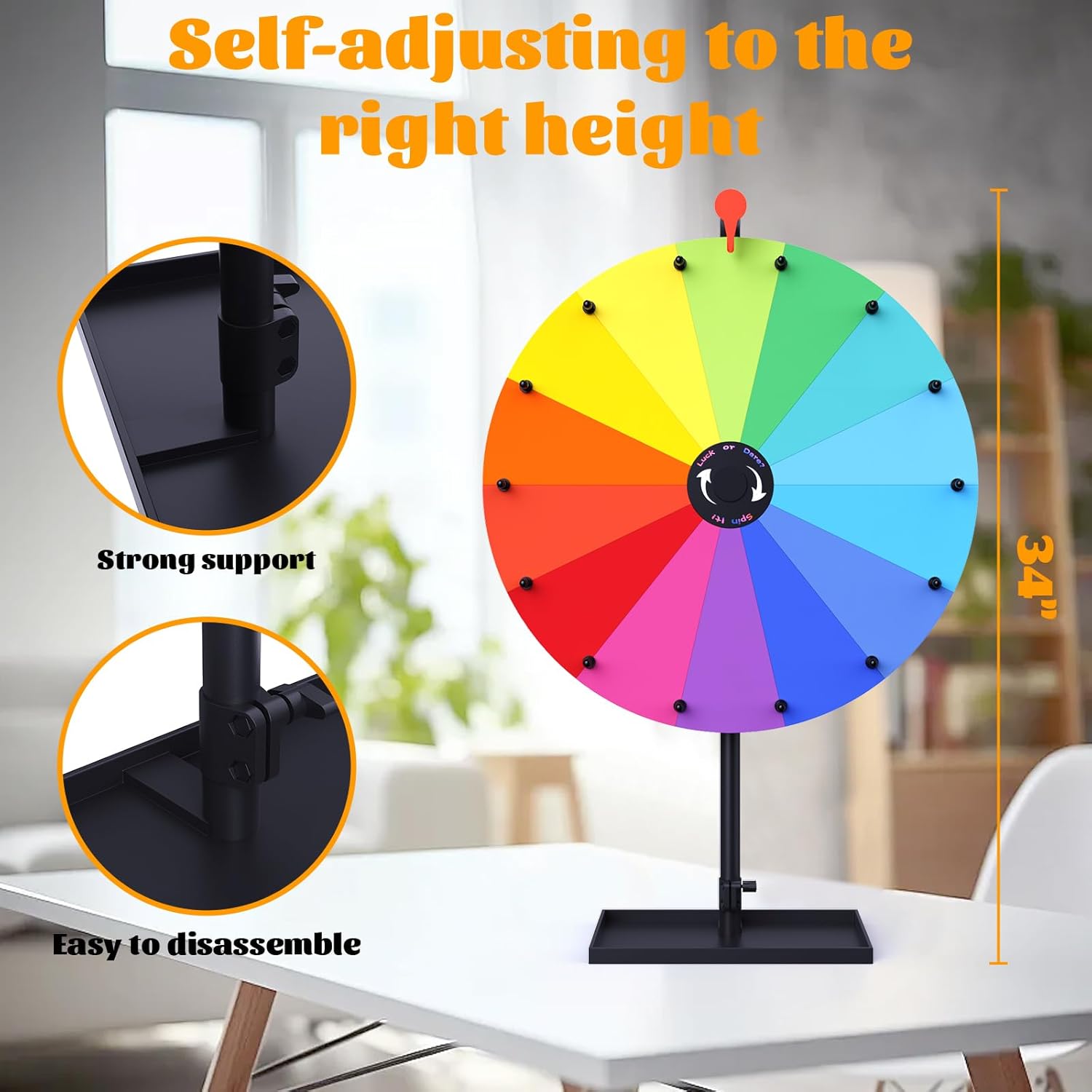 Casino Prize Wheels,24 Inch Tabletop Spinning Prize Wheel, Spin Doodle Game Spinner, Storable Prize Wheel Spinner with Stand, Wheel of Fortune Game, Suitable for Family Games, Party Games