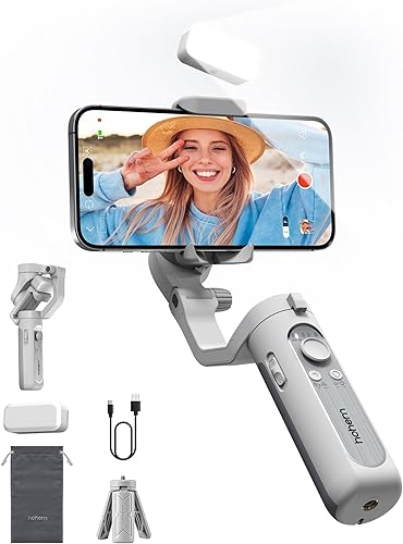 hohem iSteady XE Kit estabilizador de cardán para teléfono inteligente, cardán de teléfono de 3 ejes, luz de llenado magnética, portátil y plegable,