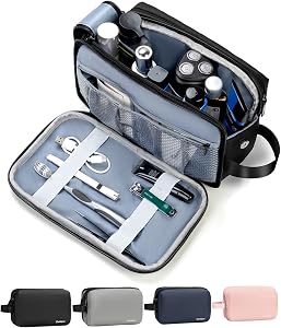 Toiletry Bag for Men, Water-Resistant Dopp Kit with Dry Wet Separation, Large Capacity Travel Toiletries Organizer, Sturdy Shaving Bag for Bathroom Essentials, Gym & Business Trip, Black