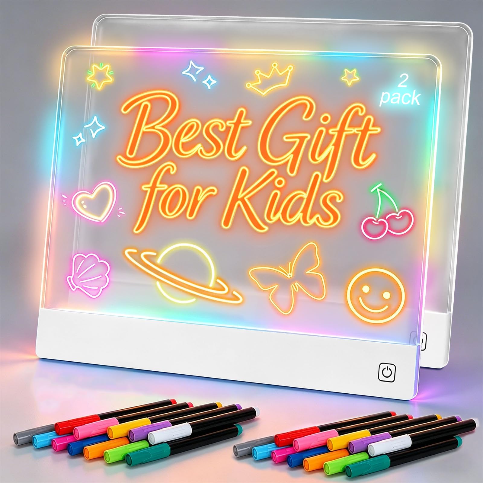 Lumi-Tafel, wiederaufladbares LED-Notizbrett mit 7 Farben, 40,6 cm, beleuchtet, trocken abwischbar, Lumi-Tafel, LED-Zeichenbrett für Kinder, Skizzieren, Geschenk, Spielzeug für Kinder/Mädchen/Teenager