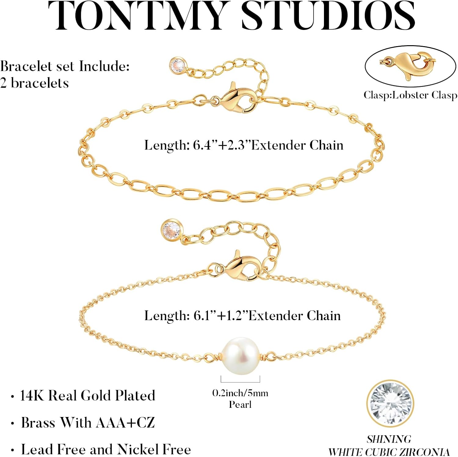 Bracelet for Women Gold Layered Set 14K Gold Filled Stackable Bracelets Trendy Figaro Satellite Chain Cuban Link Minimalist Dainty Bracelet Tennis Bracelet Jewelry - Image 4