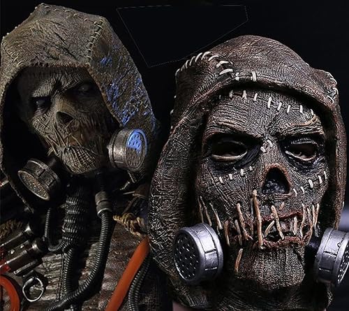 Miniatura 6 de Arkham - Máscara de látex de espantapájaros, casco de caballero para fiesta de Halloween