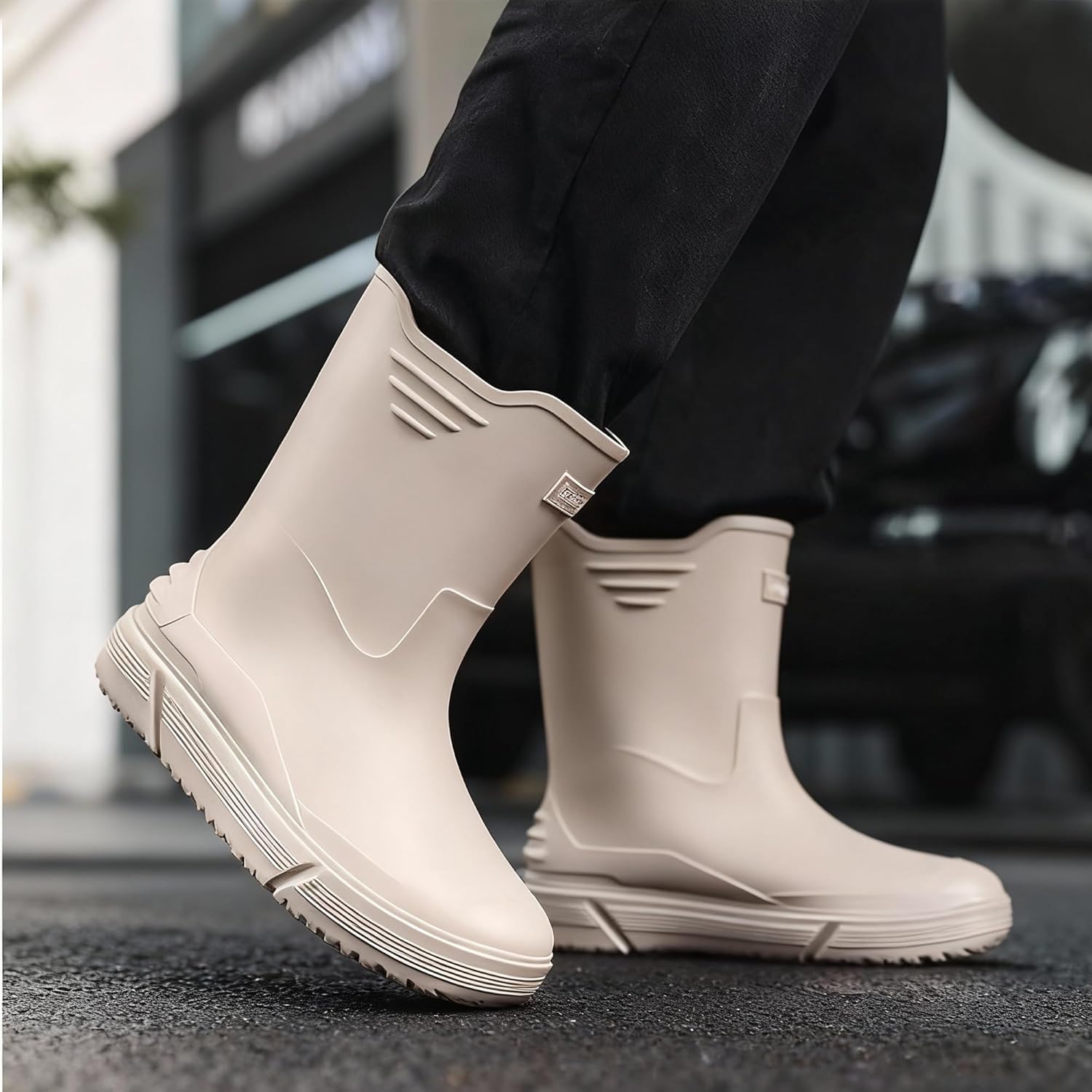 Rain Boots for Men, Non-Slip Rubber Boots, Waterproof Outdoor Garden Boots, Lightweight Mid Calf Rainboots, Comfort Muck Work Shoes for Fishing Climbing Farming - Image 2