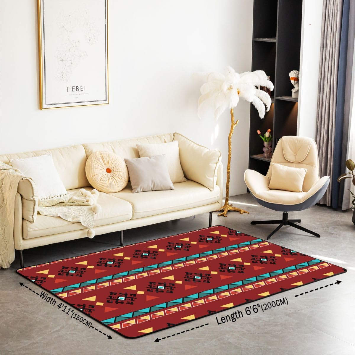 Homewish Tappeto Aztec Area 100 x 150 cm per camera da letto soggiorno – etnico tribale azteco occidentale moderno tappeto tribale triangolo nativo sud-occidentale grande tappeto stile navajo esotico