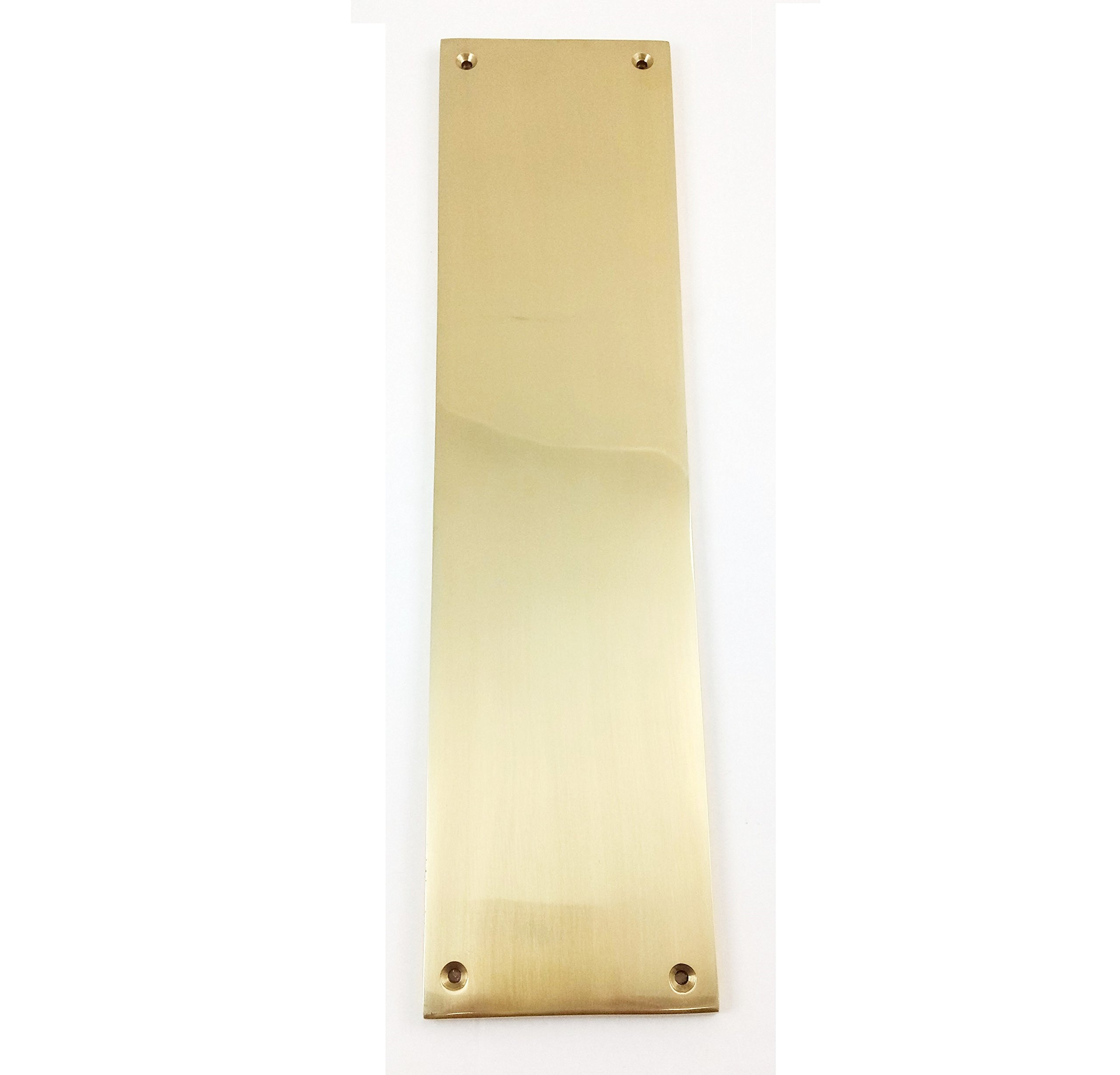 EuroArt Cast Door Push Plate 305 x 75mm Solid Brass Construction in Polished Brass Finish for Commercial and Residential Doors Fixings Included