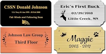 1.5" H x 3.5", Solid Brass Name Plate, Satin Finish Personalized Custom Laser Engraved Nameplate Label Art Tag for Frames Notched Square or Round Corners, Made in USA 3.5" W