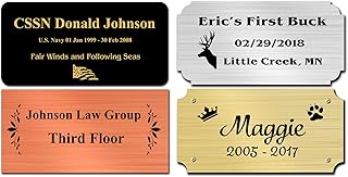 1" H x 1.5" W, Solid Satin Brass Name Plate, Personalized Custom Laser Engraved Nameplate Label Art Tag for Frames Notched Square or Round Corners, Made in USA (1.5" Wide)