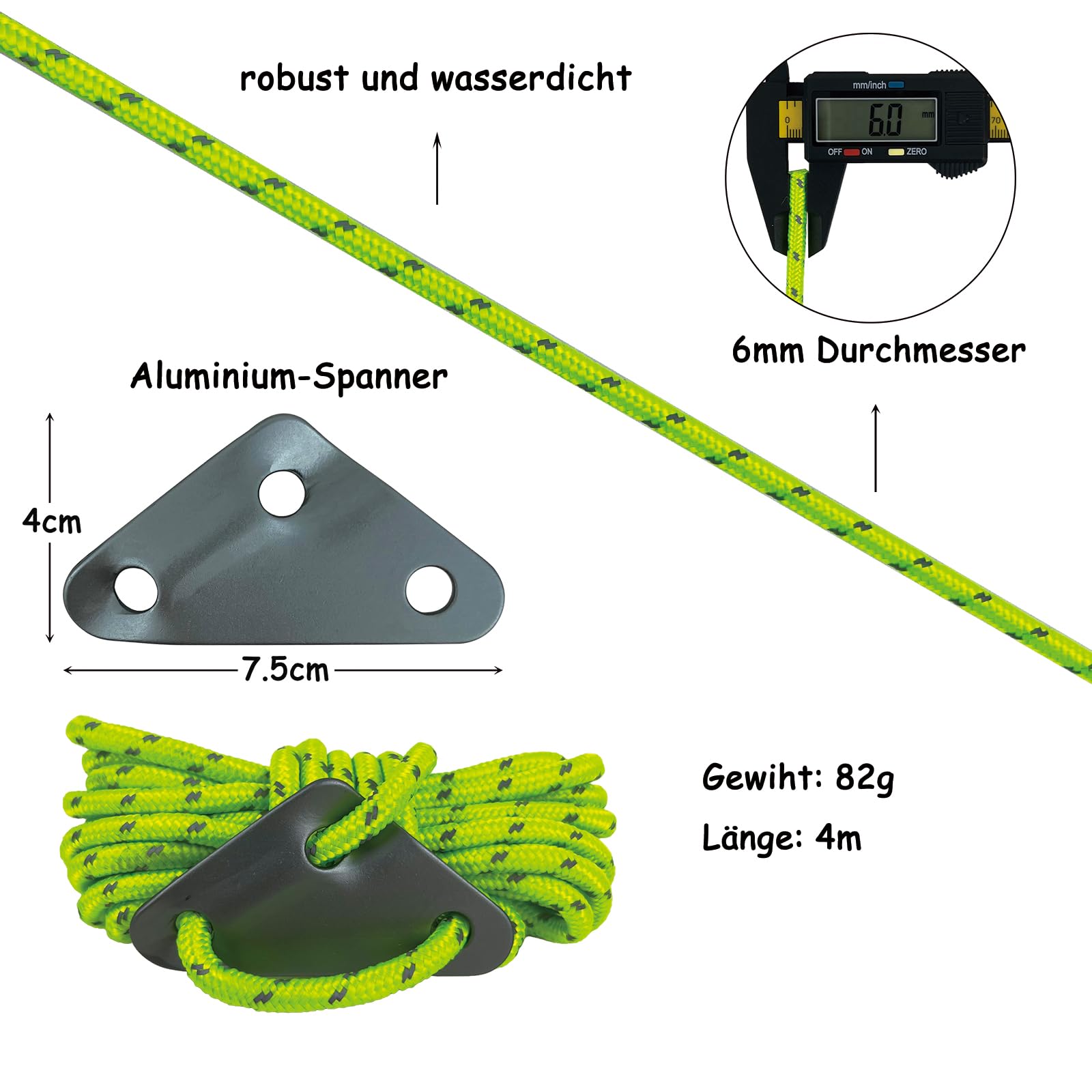 Robustes Abspannseil 4er Set – Zeltschnur spannen fürs Camping Robustes Abspannseil 4er Set – Zeltschnur spannen fürs Camping
