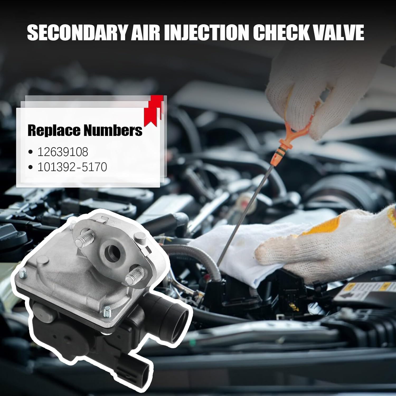 12639108 Secondary Air Injection Check Valve - Tesmirror Secondary Air Injection Check Valve Fit for GMC Terrain, for Chevrolet Equinox/Impala/Malibu, for Buick LaCrosse Regal, Replace #101392-5170