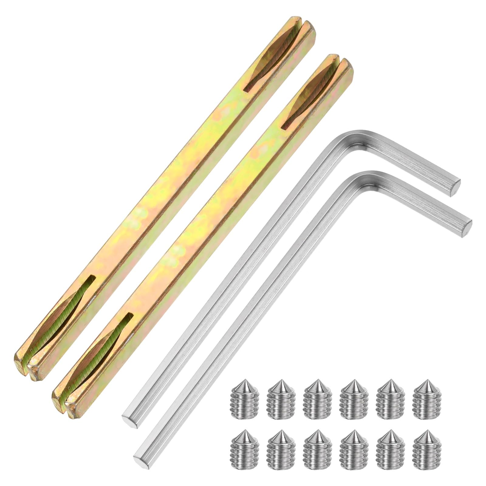 sourcing map 2Pcs Door Knob Spindle, 130mm Long Spare Door Handle Spindle Bar with Hex Screws & Wrench, Square Doors Handles Lock Replacement for Furniture Assembly, DIY Projects, Gold