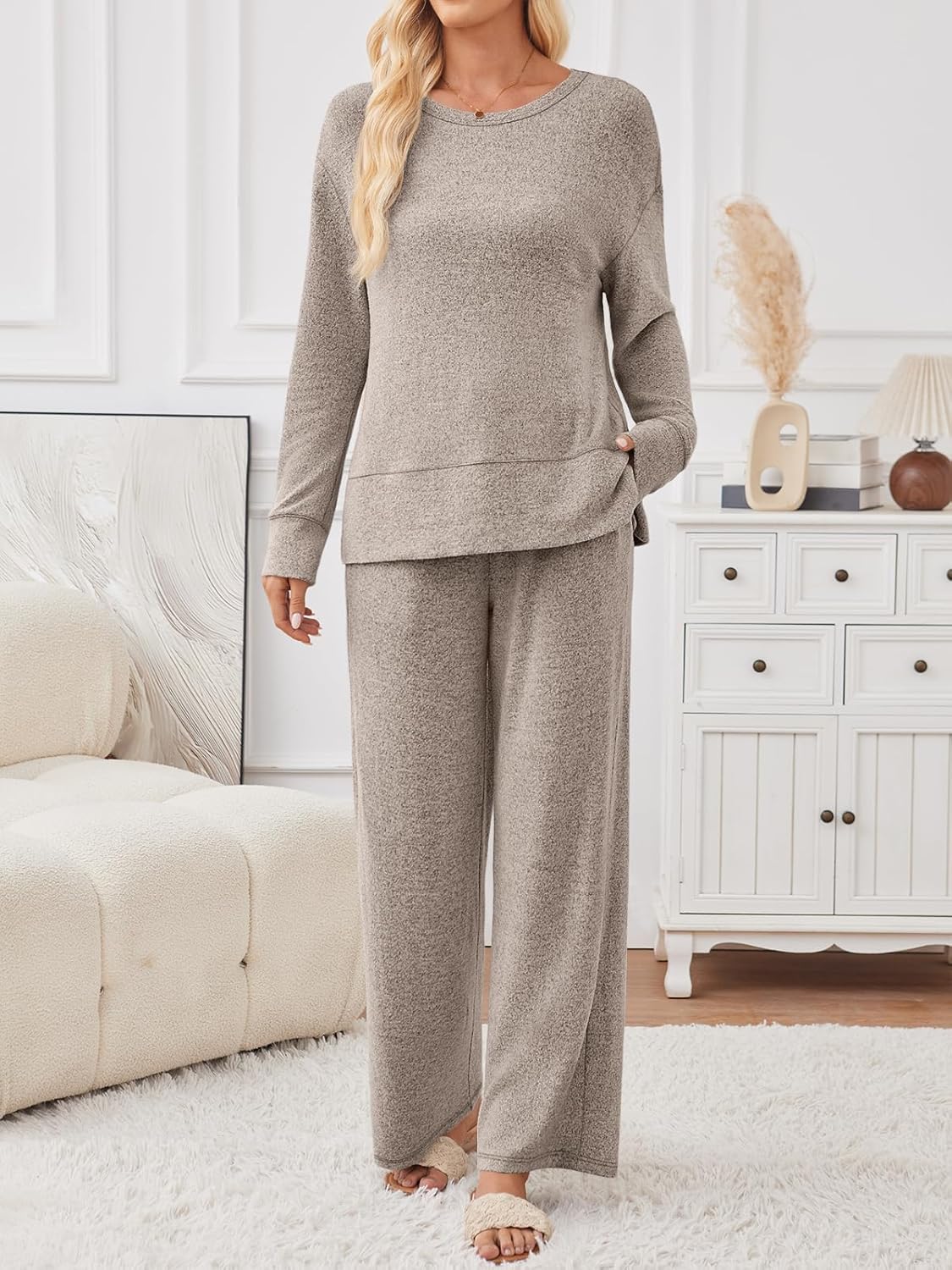 LILLUSORY 2 Piece Lounge Sets Matching Fall Outfits Pajamas Casual Travel 2026 Sweatsuits Wide Leg Clothes Fashion Tracksuits - Image 3