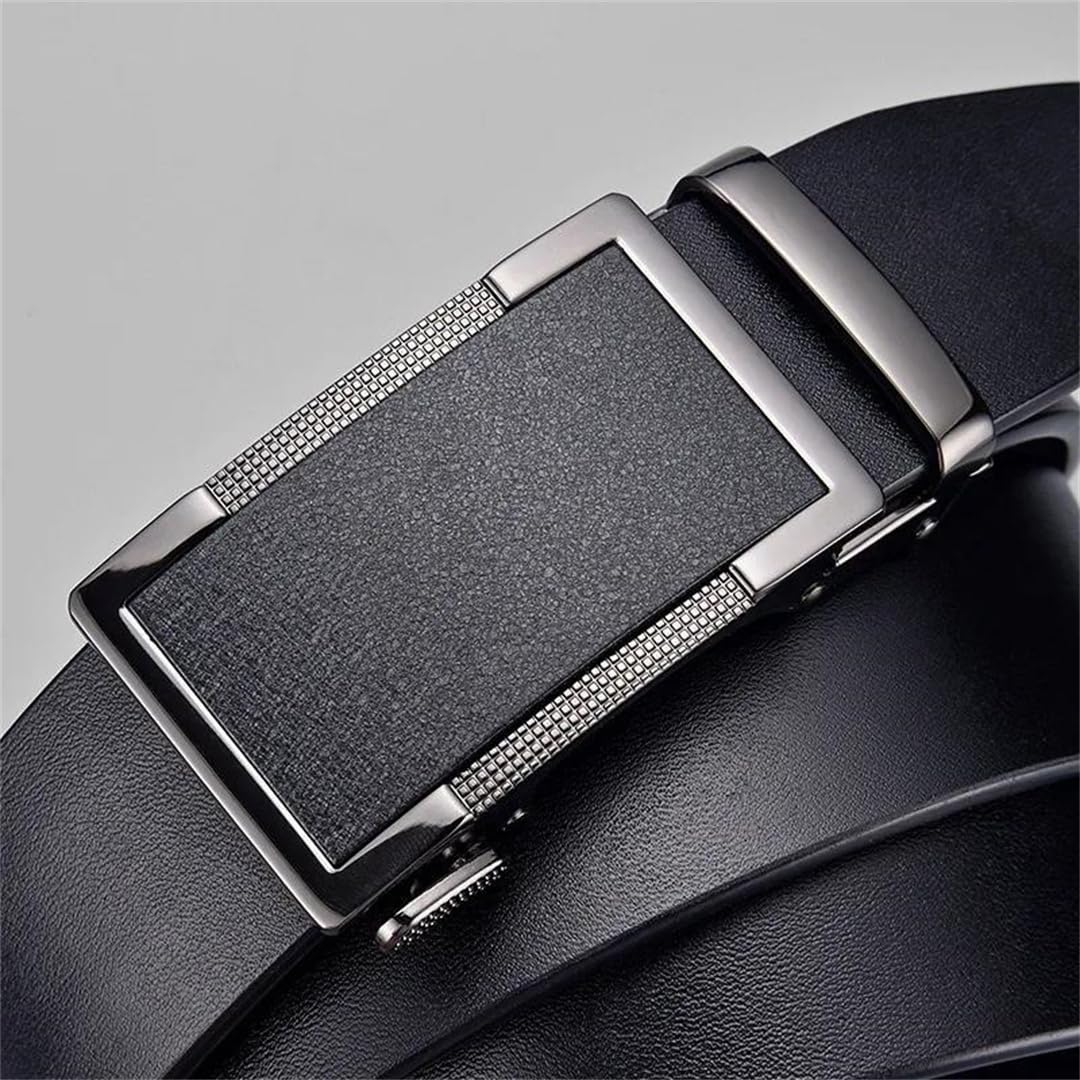 Yeuyyben Cinturón de cuero vacuno para hombre con hebilla automática de metal para jeans de negocios, uso casual