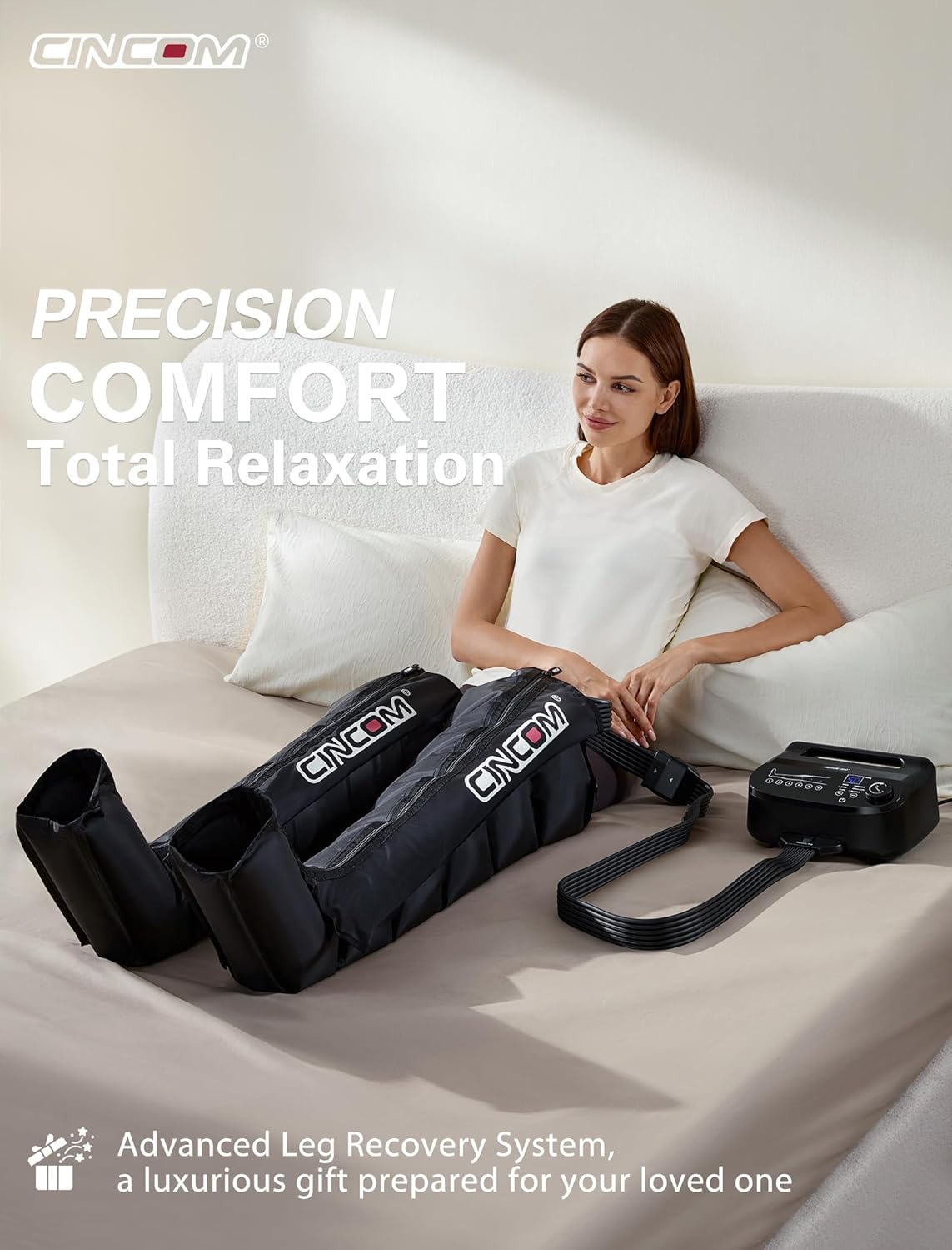 CINCOM Air Compression Recovery System - 6-Zone Professional Dynamic Pressure Leg Massager Boots for Circulation Improvement & Muscle Recovery, Compression Therapy for Athletes, FSA-HSA Eligible - Image 2