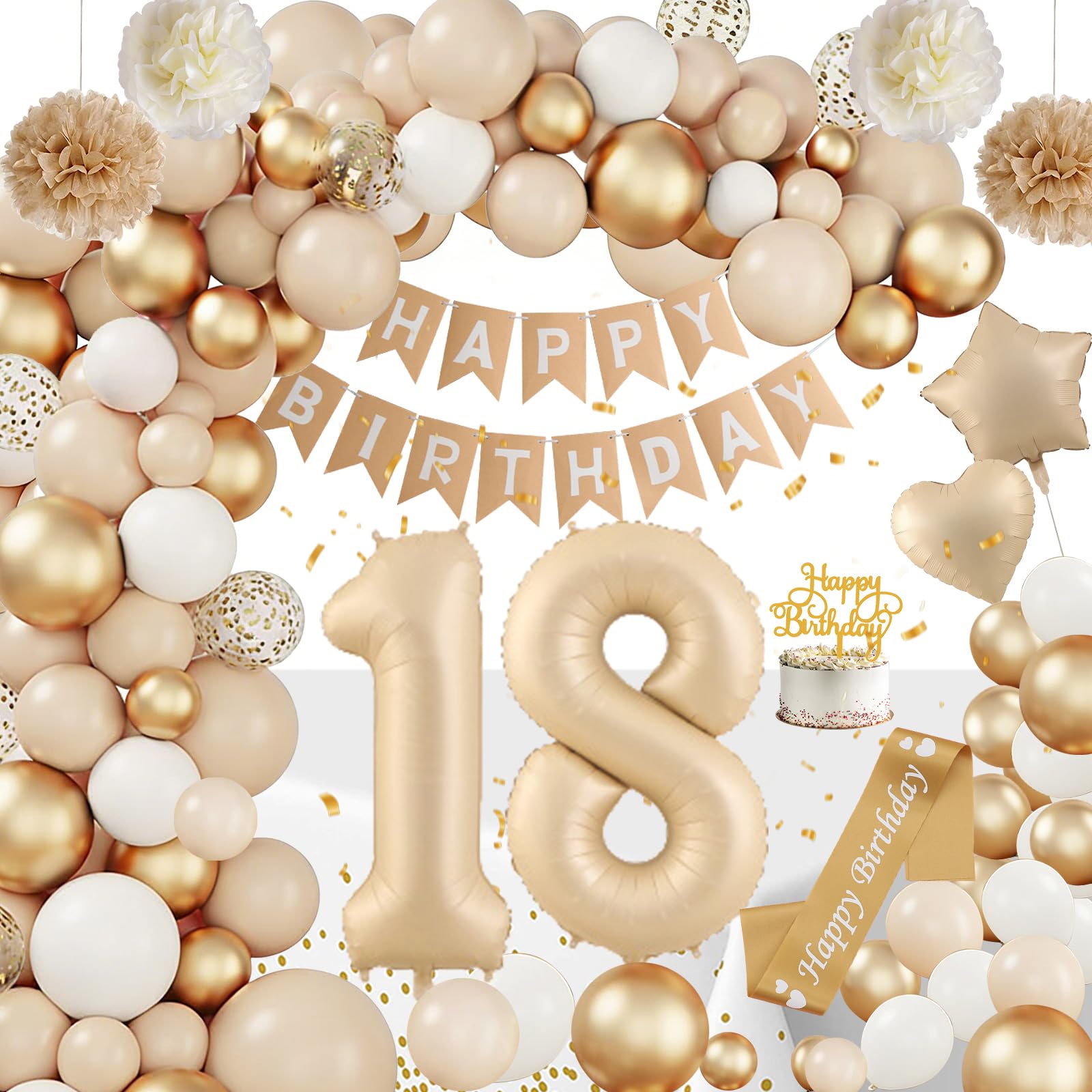 Globos 30 Cumpleaños Mujer, 30 Años Decoracion Cumpleaños, Decoracion 30 Cumpleaños Globes Beige con Pancarta Feliz Manteles para 30 Años Decoración de Fiesta de Cumpleaños Mujer — view 9
