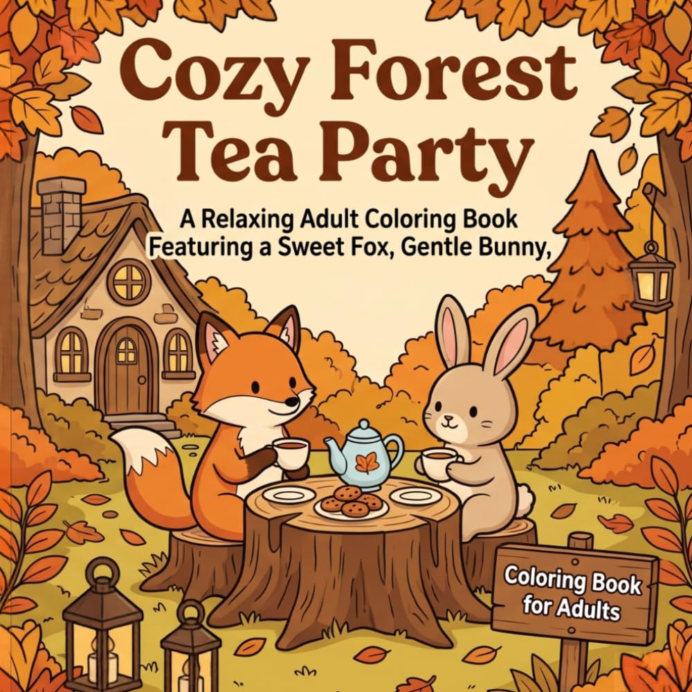 Cozy Forest Tea Party: A Relaxing Adult Coloring Book Featuring a Sweet Fox, Gentle Bunny, and Rustic Woodland Gatherings (Cozy Moments Coloring Books)