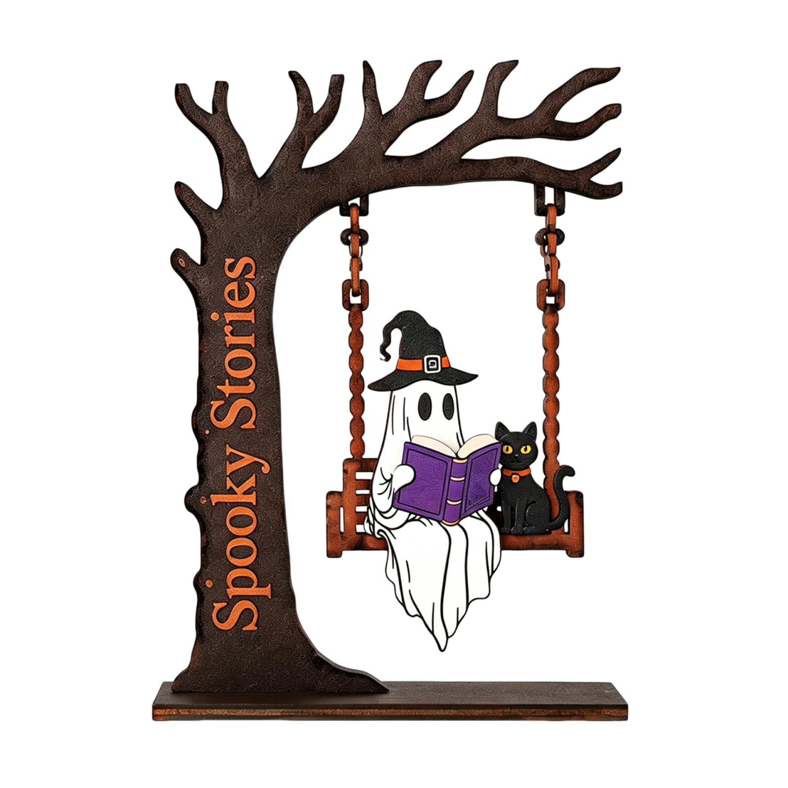 Ghost Desktop Swing Decor, Cute Halloween Reading Ornament for Tabletop